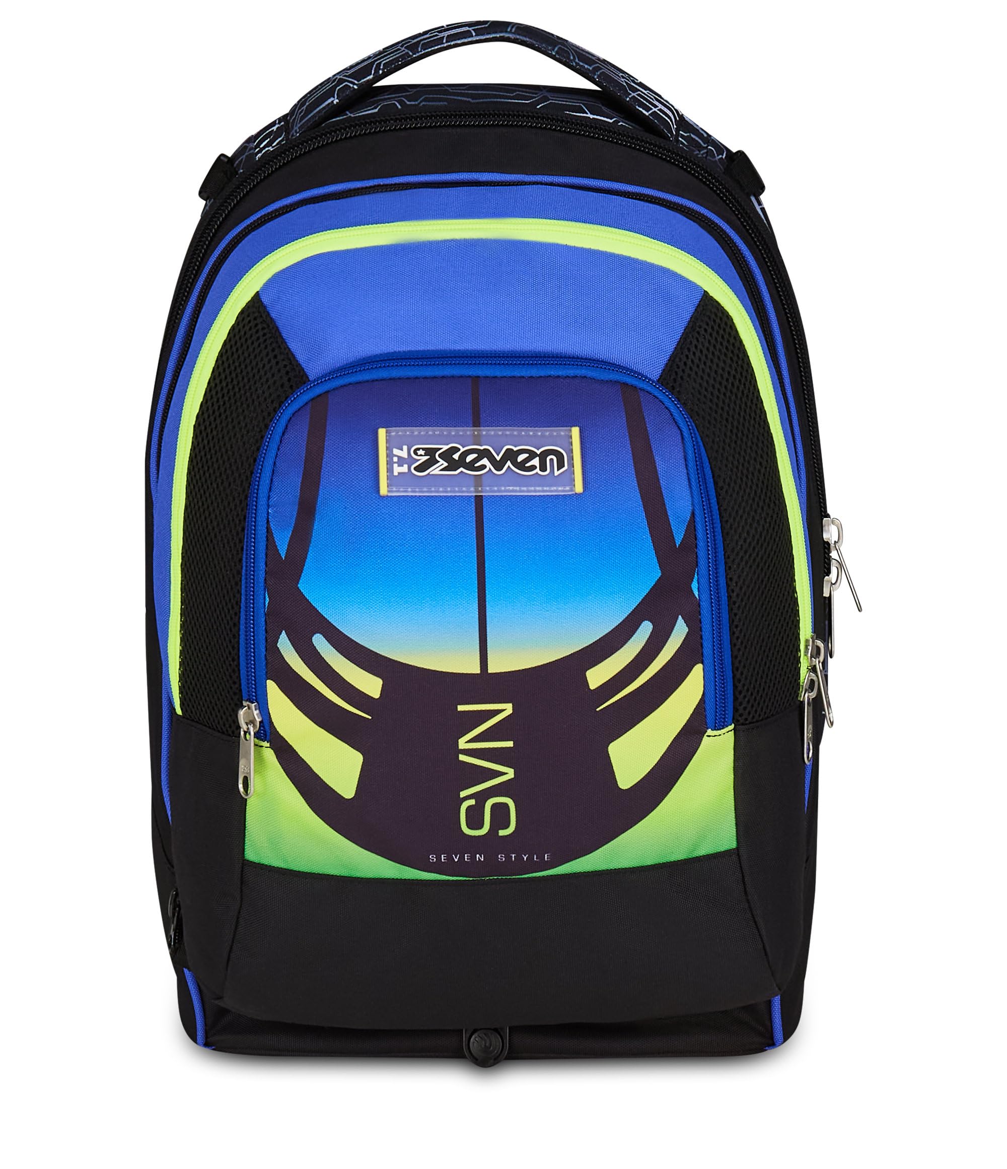 Seven Trolley Scuola Jack 3 Ruote Detach Nuanced, Blu Giallo, Zaino Con Carrello Sganciabile Da 37 Litri, Tasca Borraccia, Zainetto Staccabile, Multiuso e Spazioso, Per Scuola Elementare e Media,