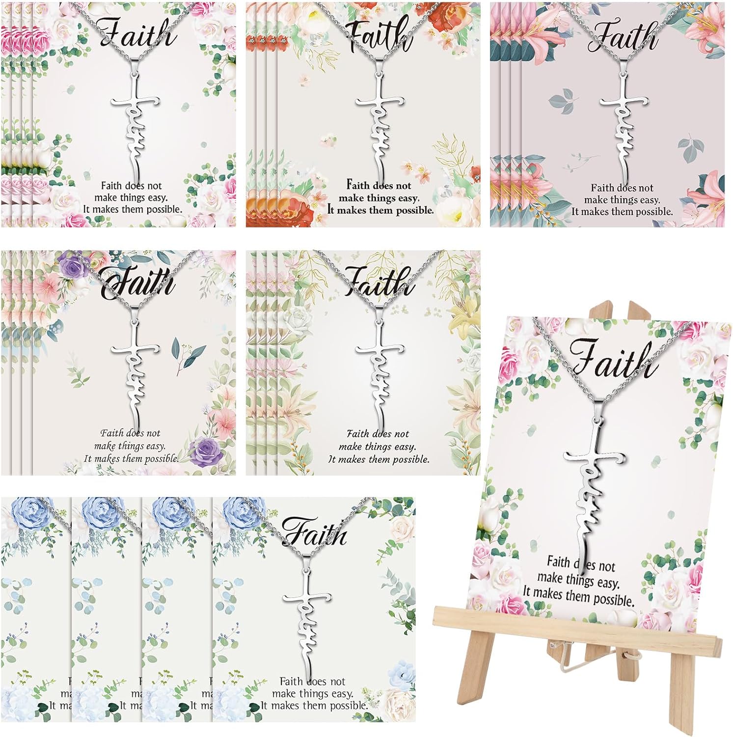 Landical Christian Cross Necklace Christmas Necklace for Women Religious Jewelry Gifts with Bible Verses Cards