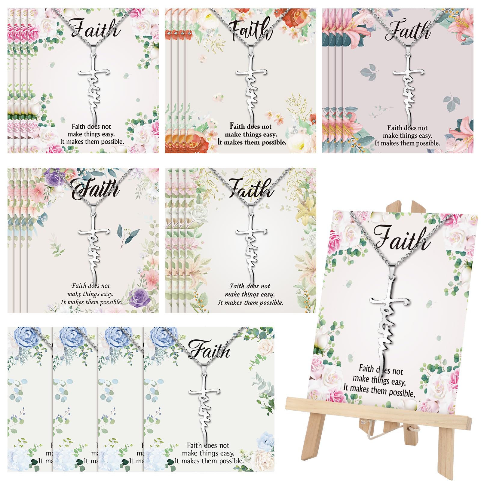 Landical Christian Cross Necklace Christmas Necklace for Women Religious Jewelry Gifts with Bible Verses Cards