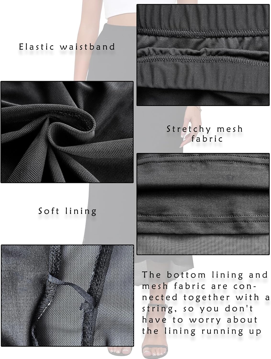 Women's Y2k Mesh Midi Skirt Elastic High Waisted Floral Print Bodycon Mermaid Long Skirts for Women - Image 4