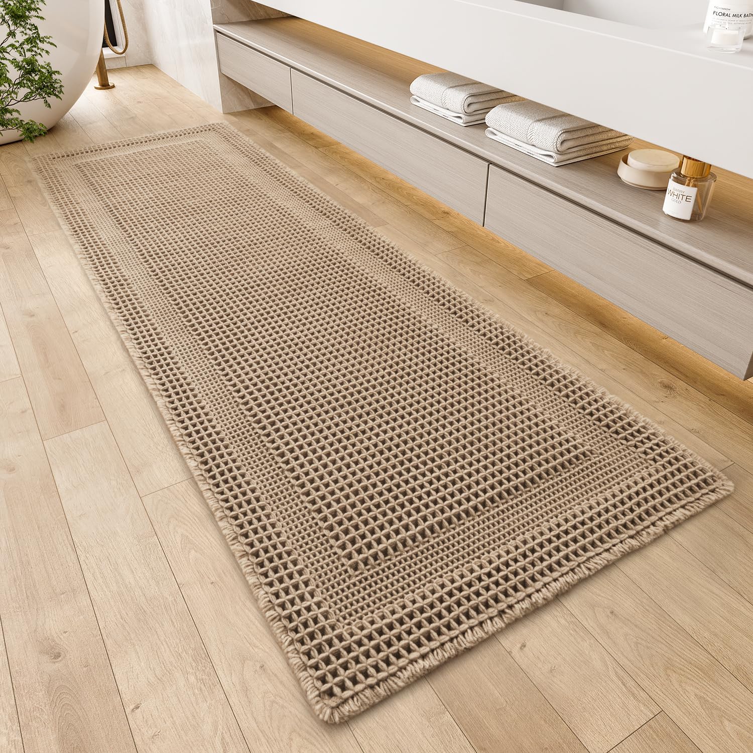 Amazon.com: AMOAMI Waffle Bath-Mat, Absorbent Bath Mats for Bathroom ...