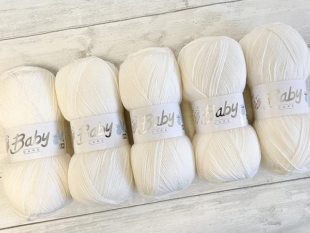 5 x 100g Woolcraft Babycare 4Ply Baby Wool (Cream 713)