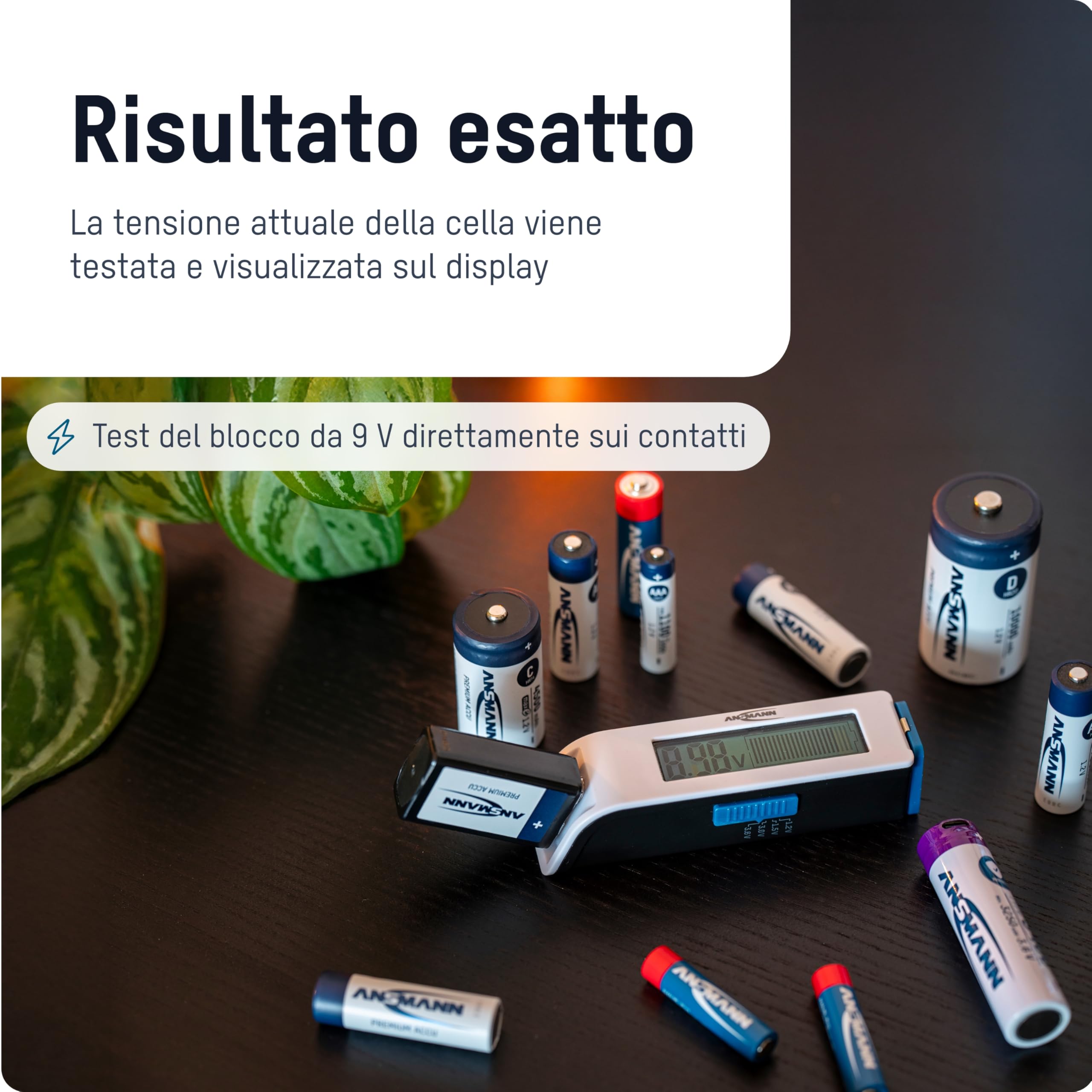 ANSMANN Tester per batterie ricaricabili con display LC