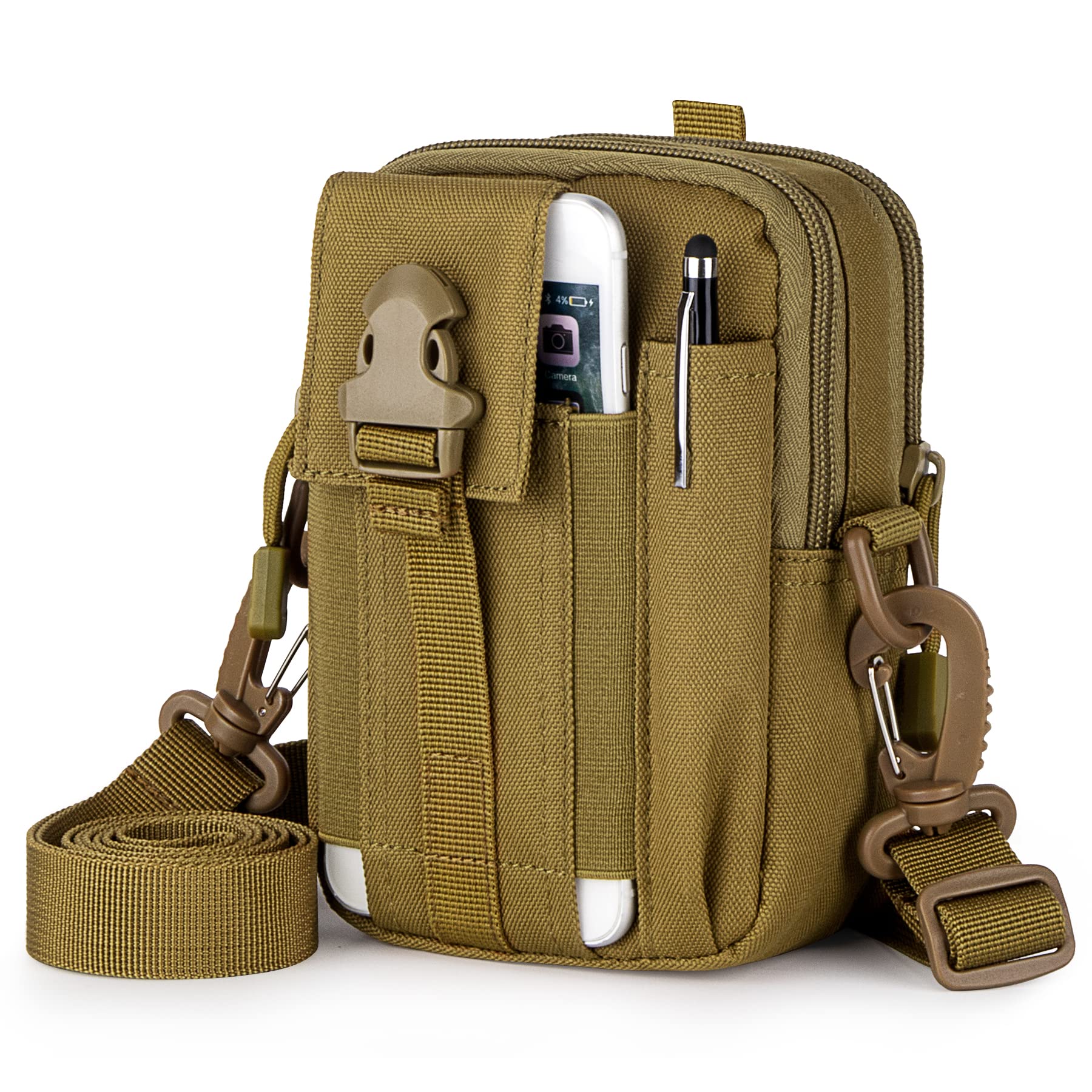 IronSeals Tactical Molle Phone Pouch Compact Utility Belt Waist Bag with Shoulder Strap for iPhone 14 Plus/14 Pro Max/14 Pro/14/13 Pro Max/13/12 Pro