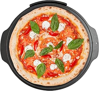 Outset Cast Iron Grill Pizza Pan, 18" Pizza Stone For Oven and Grill