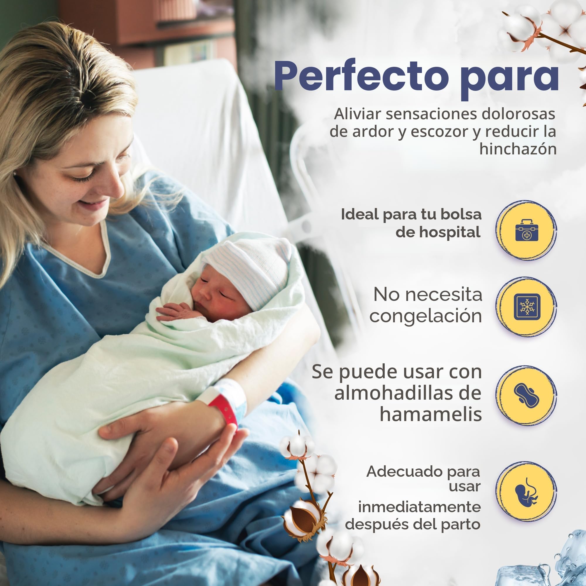 First Days Maternity - Compresas de Frío Perineal Instantáneo para el Posparto. Compresa refrescante absorbente para después del parto.