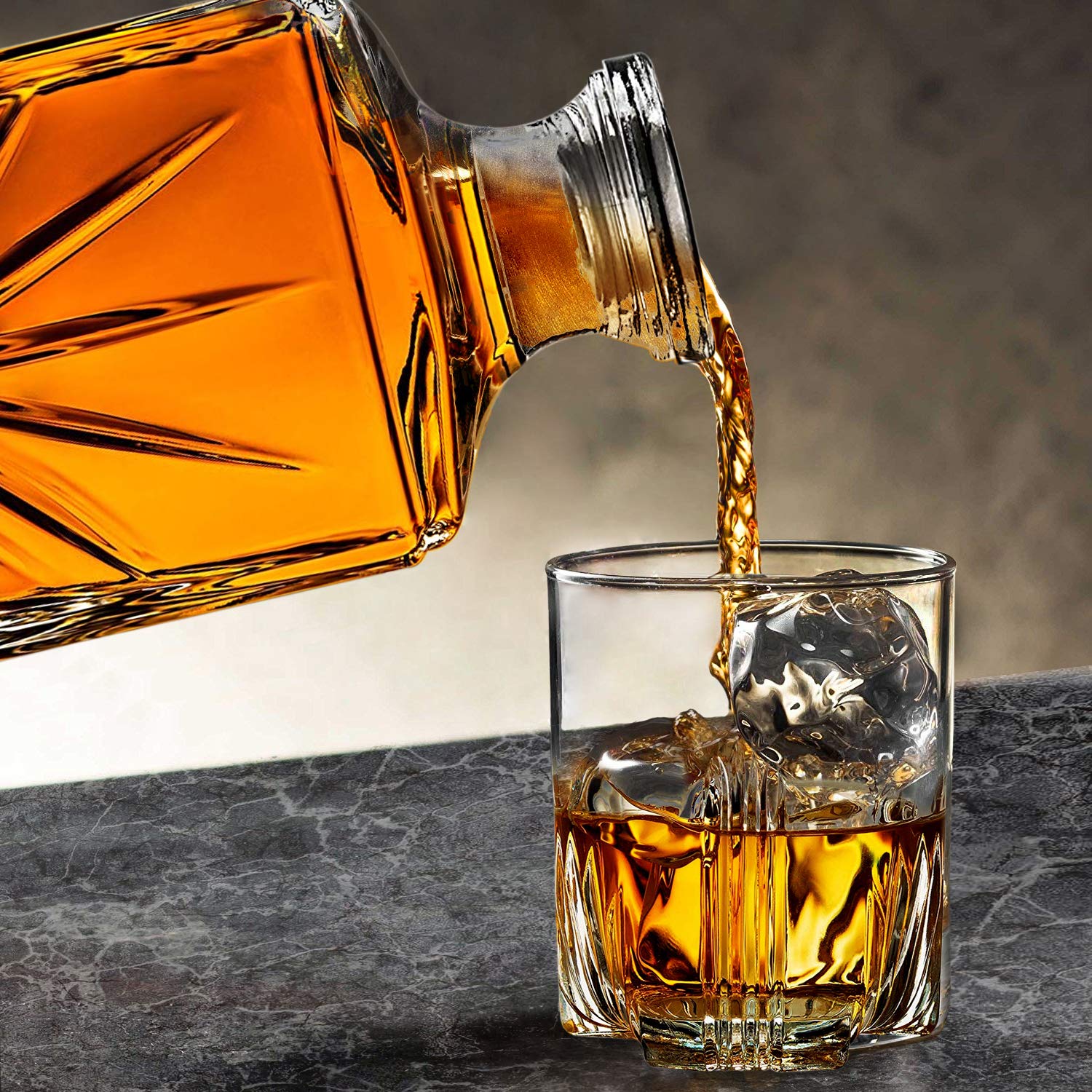 James Scott Italian Made 7-Piece Decanter Set - Whiskey Glass Lead