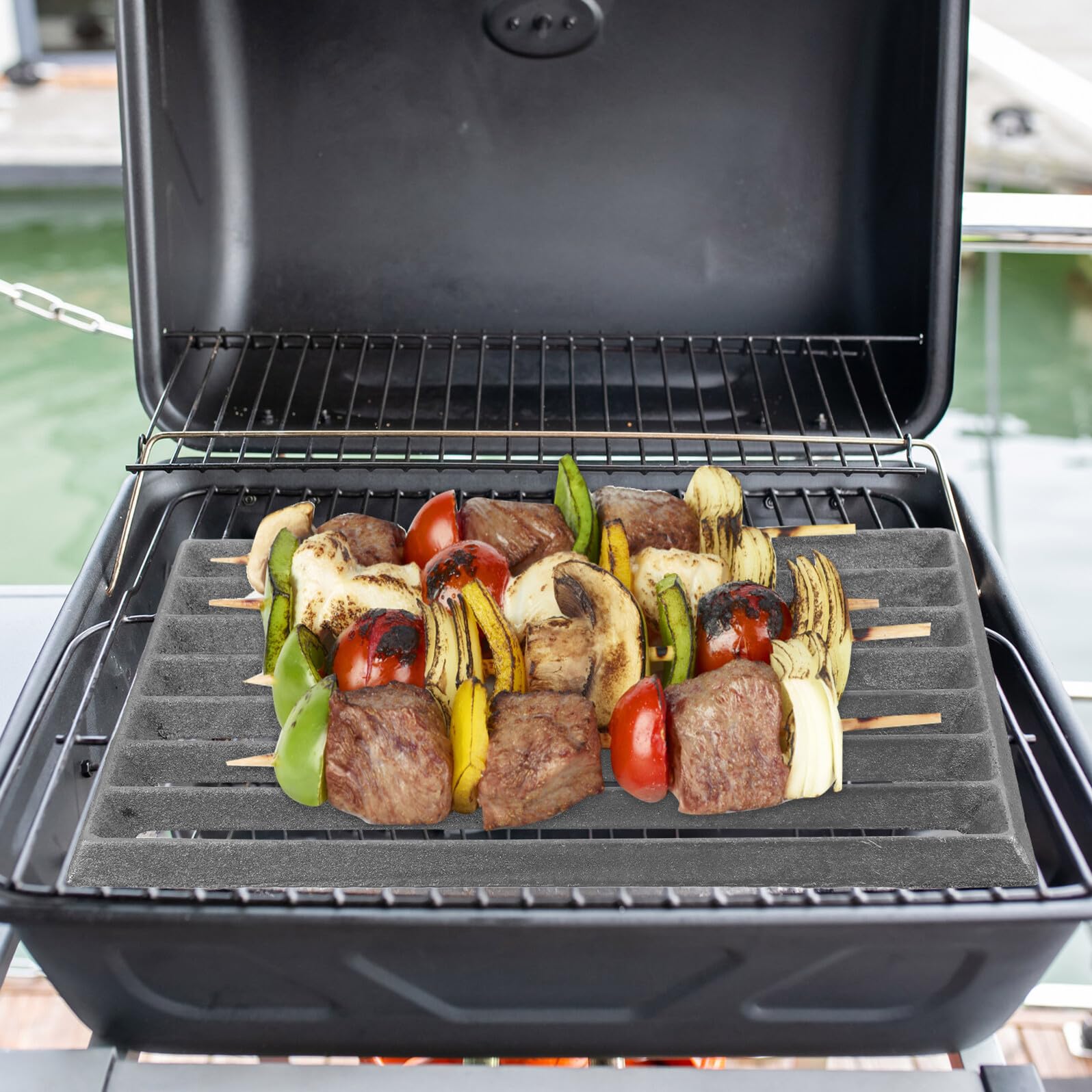 Wytrzymały żeliwny ruszt do grillowania 25,5 x 17 cm – przenośny stojak na palenisko na zewnątrz na kemping, do grillowania na podwórku i akcesoria do grillowania węgla drzewnego