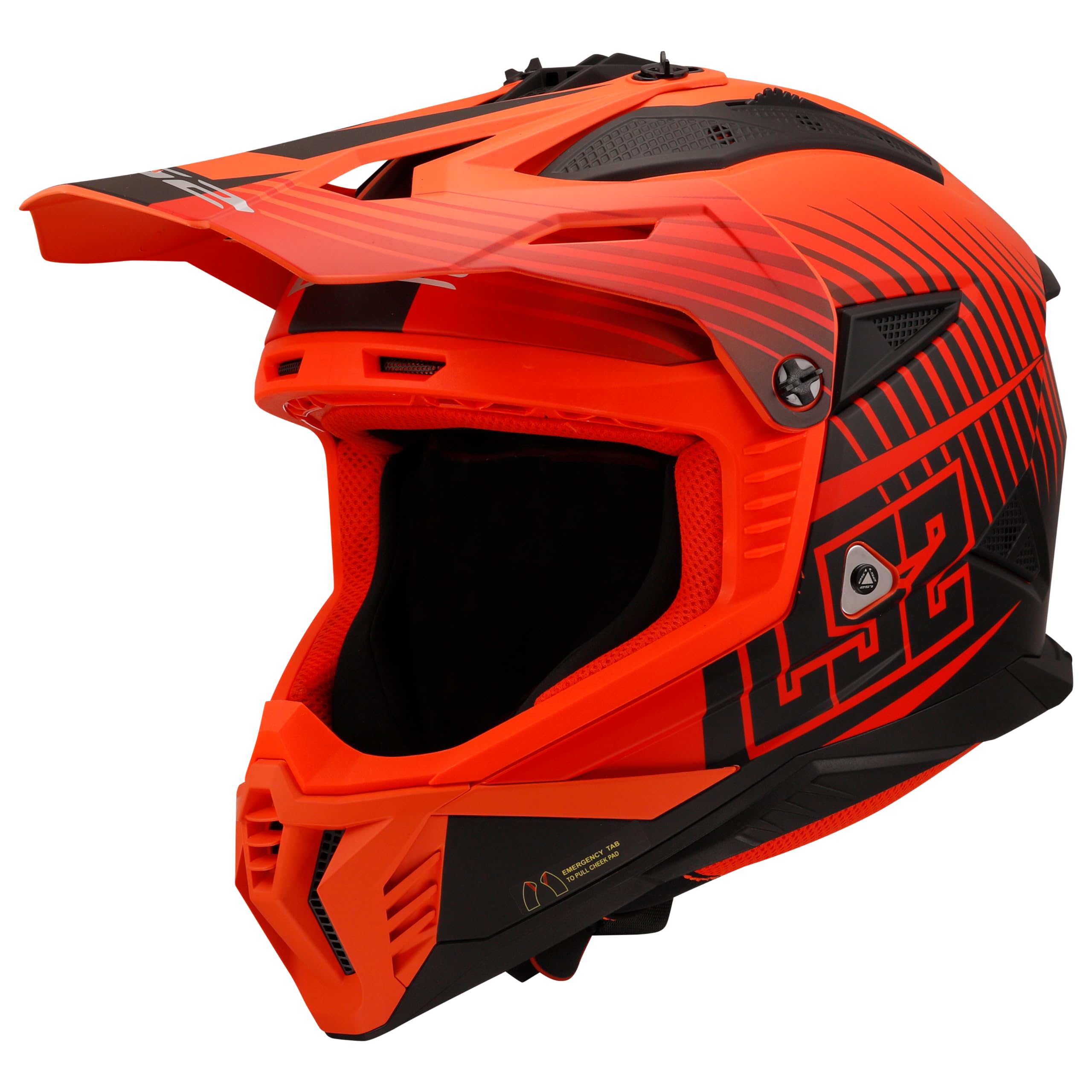LS2, Casco Moto Cross FAST II DUCK Matt H-V Orange Red, L