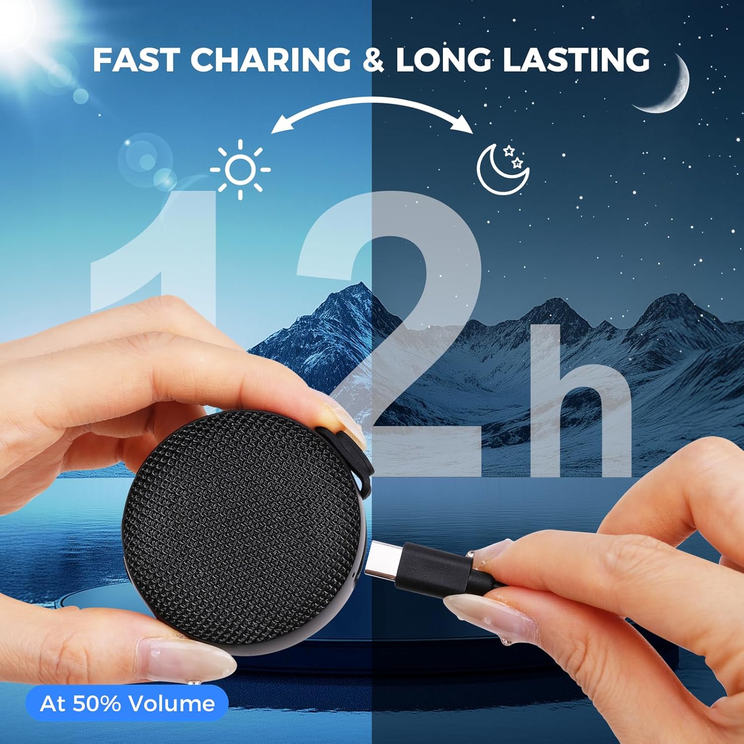 【2026 Upgraded】SUPERONE 4-in-1 Wearable Bluetooth Speaker【Clip On, Wrist Watch, Hang Hook & MagSafe Stand】Hi-Fi Sound TWS Portable Wireless Mini Speaker, IPX7 Waterproof for Work, Running & Outdoors - Image 4
