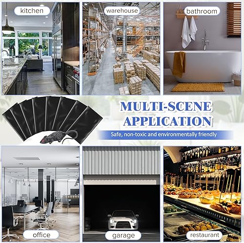 Miniatura 6 de Qualirey Paquete de 8 alfombrillas adhesivas de 23.6 pulgadas con 4 señuelos artificiales realistas para ratones, tableros de pegamento extra