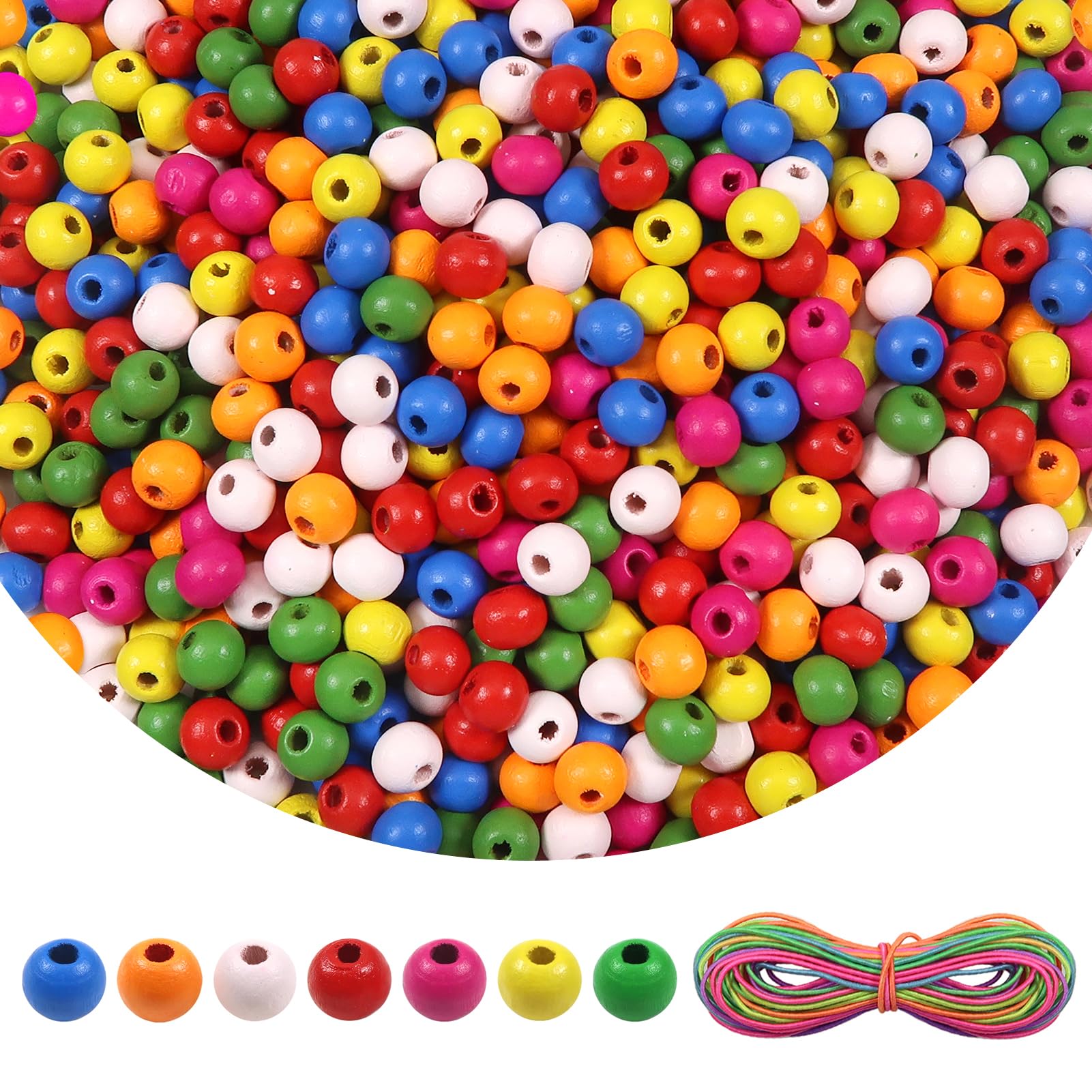 CUWELT 1000 Stück Holzperlen 8mm - Natur, Unbehandelt - Für DIY Schmuck