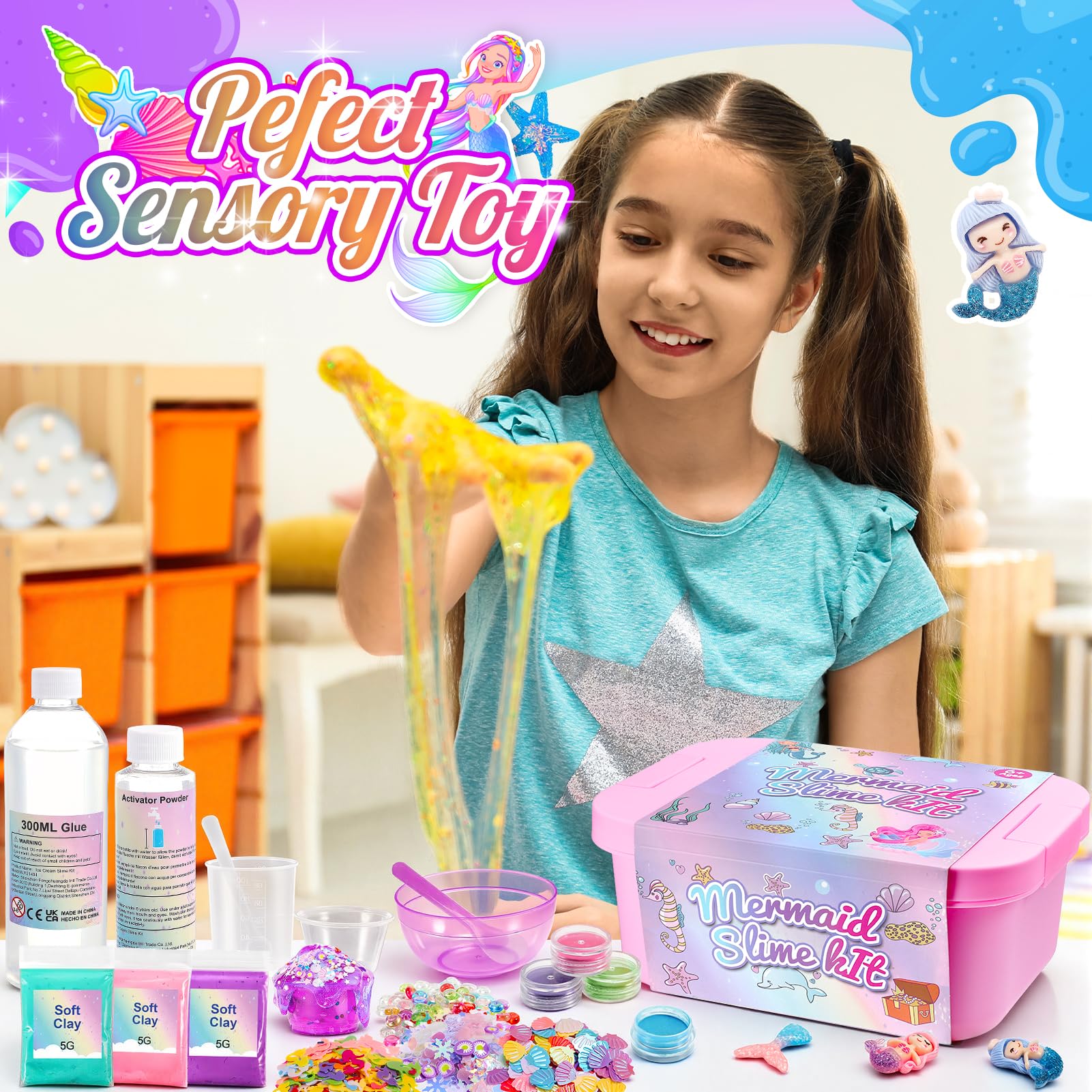 iKidiki Slime per Bambini, Regalo Natale Bambina 6 7 8 9 10 11 12 Anni Fluffy Slime Kit Giochi Bambina 6-12 Anni Femmina Kit Lavoretti Creativi Per Bambini Giocattoli Gioco Bamba