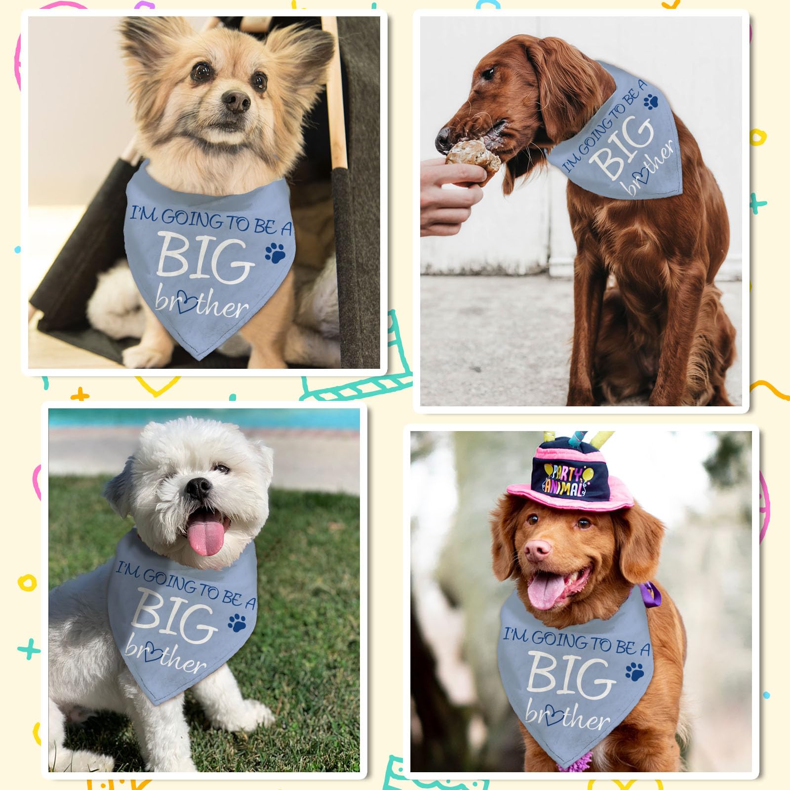 arricraft 1 bandana per Cani Da Compagnia, Bandana Triangolare In Cotone per Animali Domestici "Diventerò Un Fratello Maggiore" Parole Cuore Sciarpa Lavabile Bavaglini Stampati Accessori Capo
