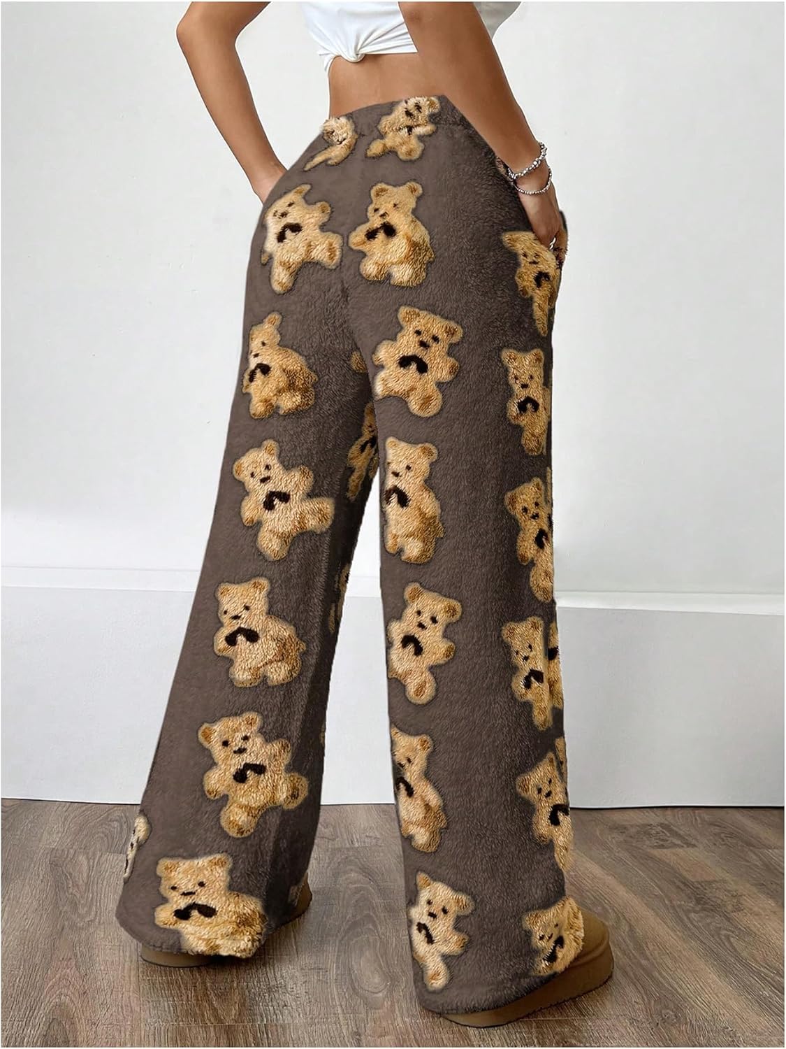 Verdusa Women's Fuzzy Plush Warm Pajama Pants Fleece Lounge Sleepwear Teddy Pj Bottoms Cozy Loungewear - Image 2