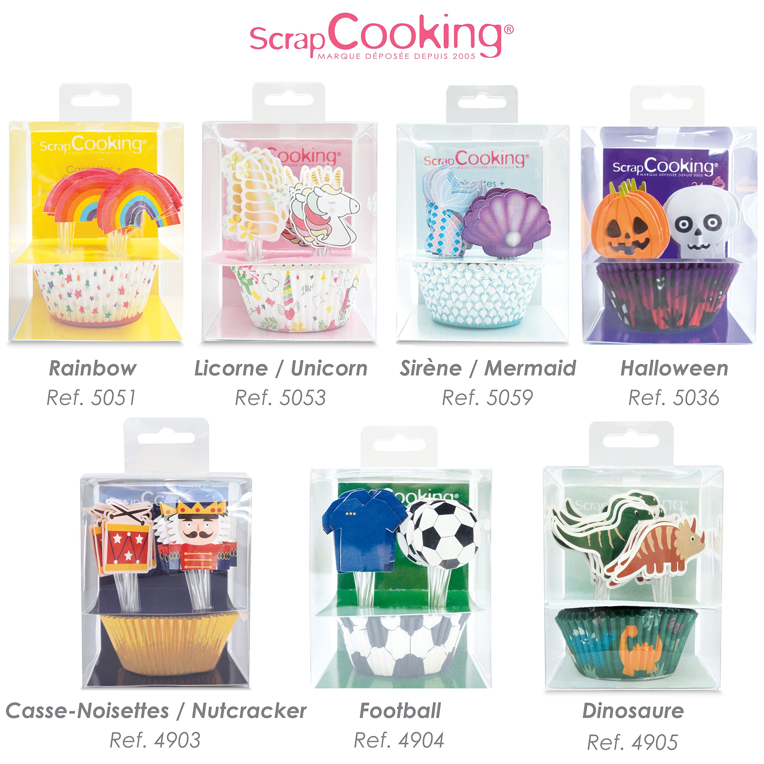 ScrapCooking - Zestaw 24 foremek i topperów do babeczek - Motyw Dino - Dekoracje do ciast, deserów, ciast, ciastek, urodzinowych - Wzór ciasta