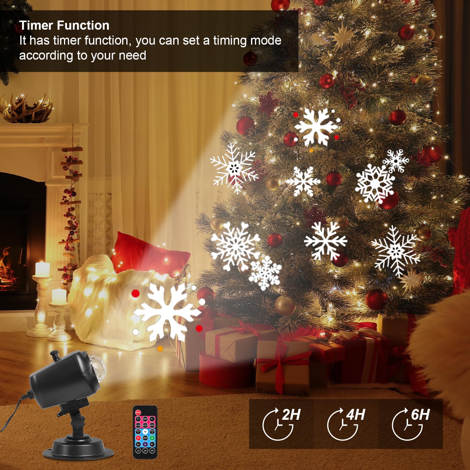 Proiettore Luci Natale, Proiettore Luci Natale Esterno 12 Diapositive Modelli con Telecomando e Timer, Impermeabile IP65 Proiettore Natale Esterno & Interno per Natale Giardino