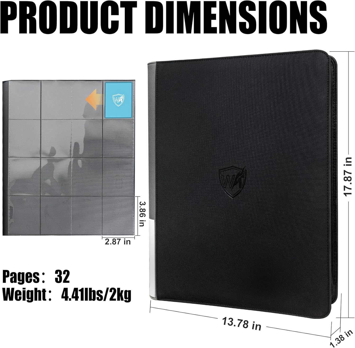 Card Binder for Trading Cards,16 Pocket with 32 Sleeves up to 1024 Cards, Waterproof Card Storage Book with Sleeves, Fits Baseball Football Basketball Sports Cards