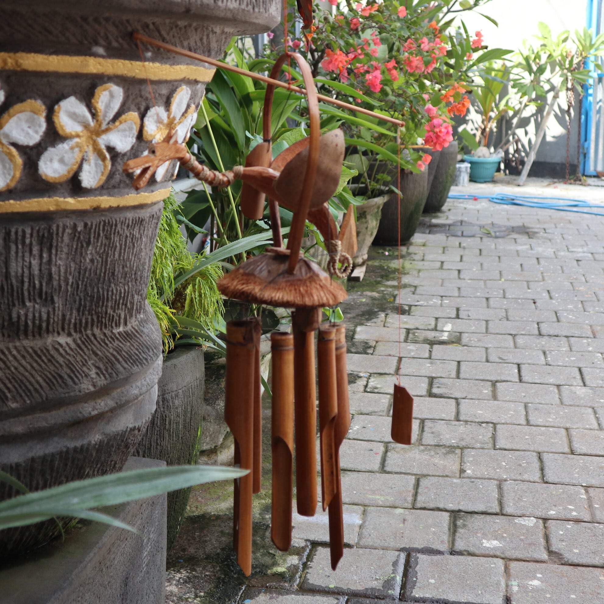 KDMD Bamboo Coconut Dragon Windchime - Brown