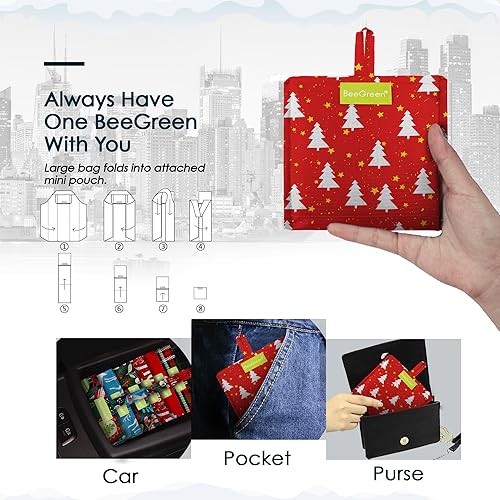 Vista 108 de BeeGreen Bolsas para comestibles, lavables a máquina, paquete de 12 bolsas extragrandes reutilizables, resistentes, plegables con banda Moss Marrs