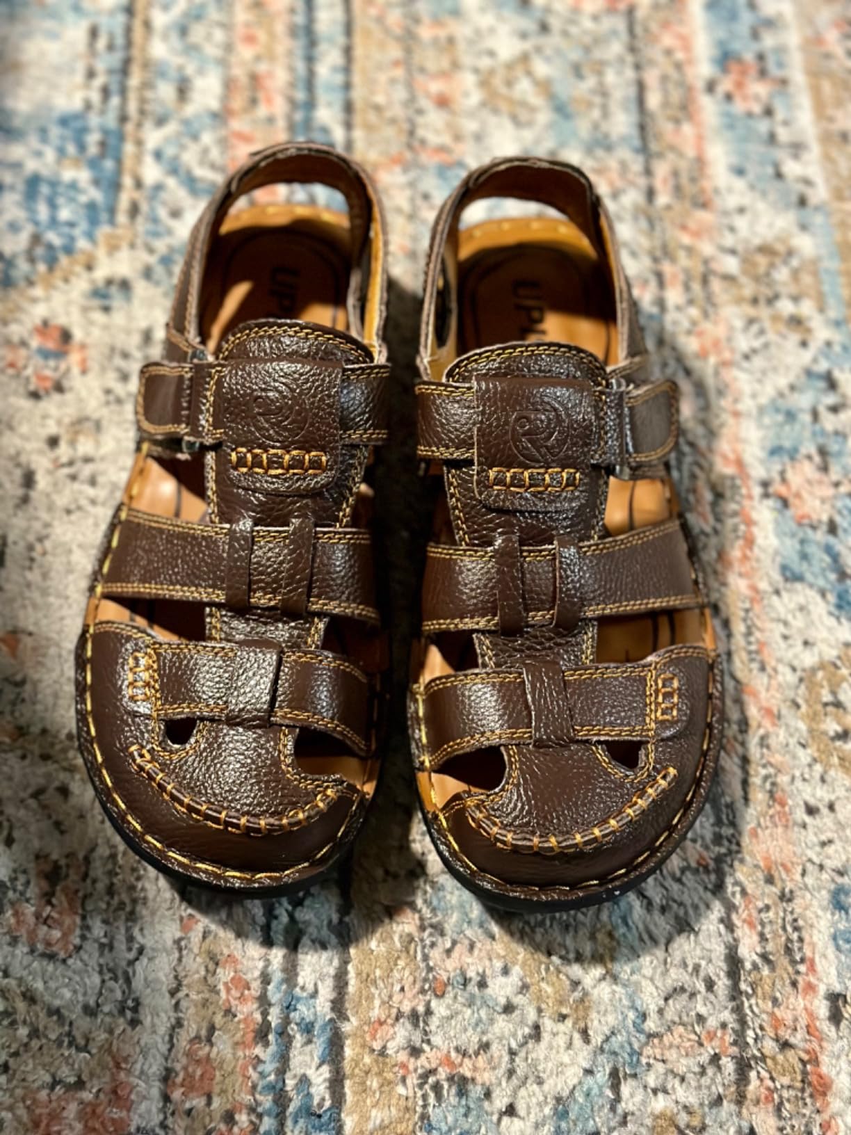 UPIShi Mens Casual Closed Toe Leather Sandals Dominican 