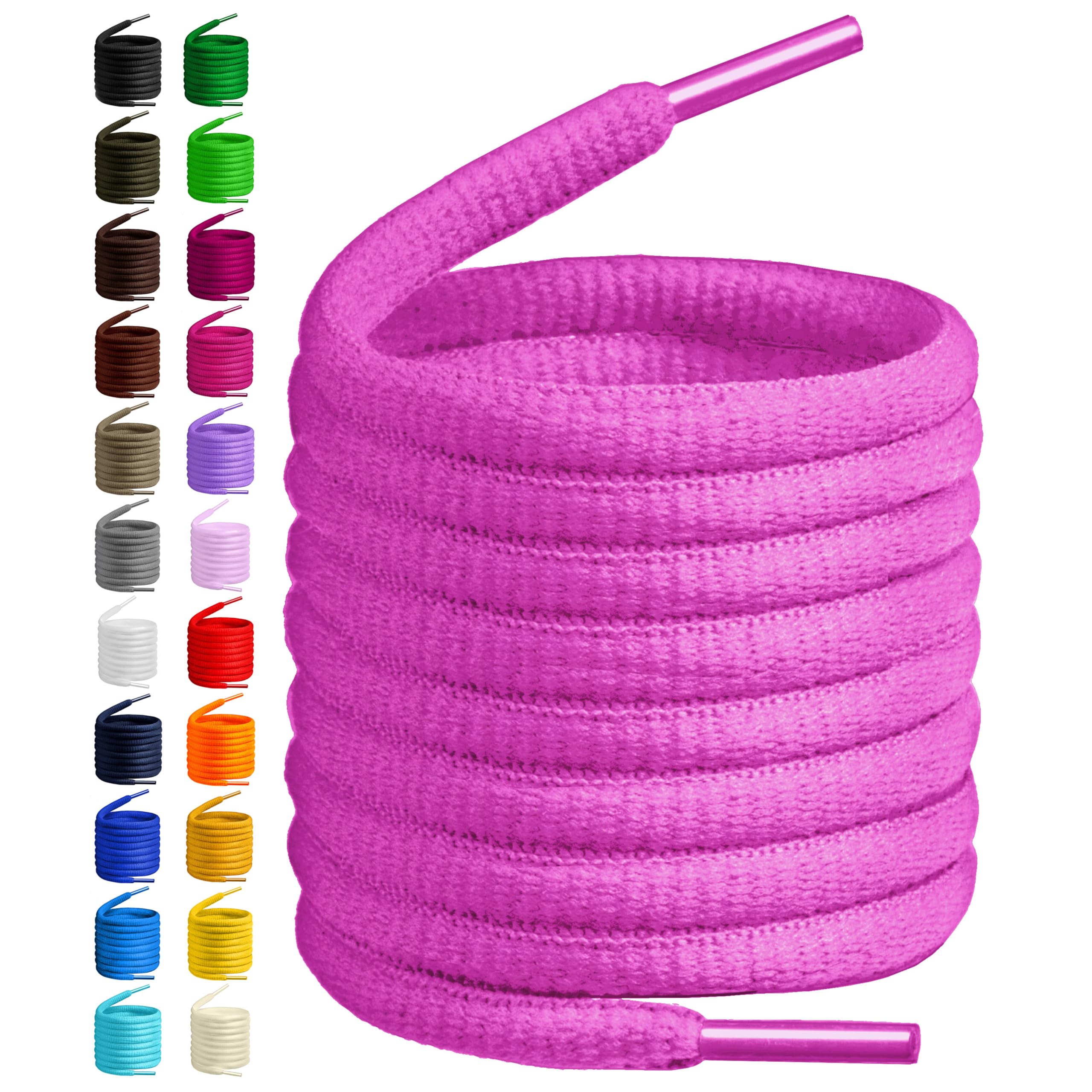 Birch Oval Shoelaces 27 Colors Half Round 1/4" Shoe Laces 4 Different Lengths