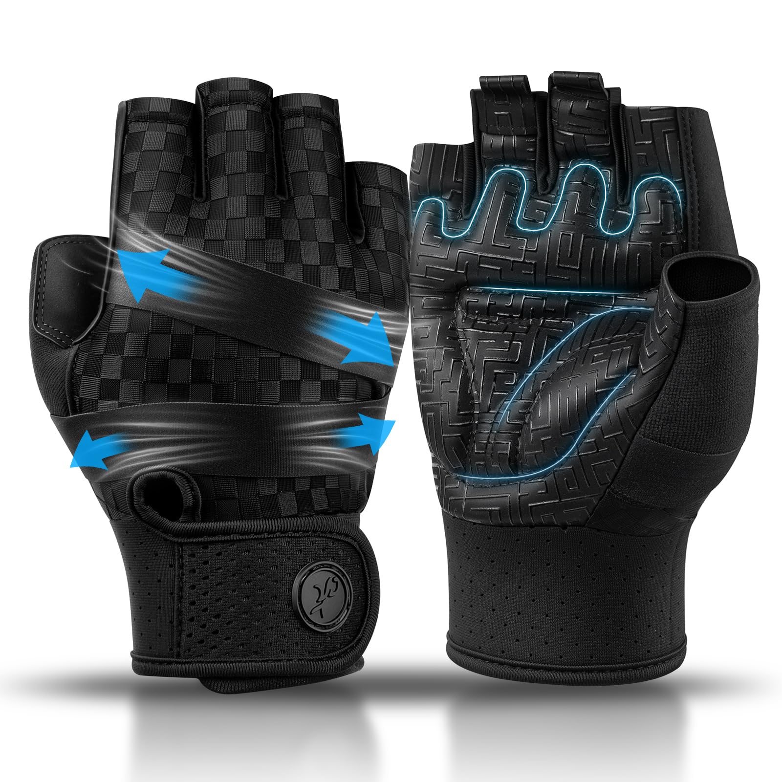 MOREOK Workout Gloves Padded Weight Lifting Gloves for Men/Women, [3MM Gel] Fingerless Grip Gym Fitness Gloves Exercise Black-XL