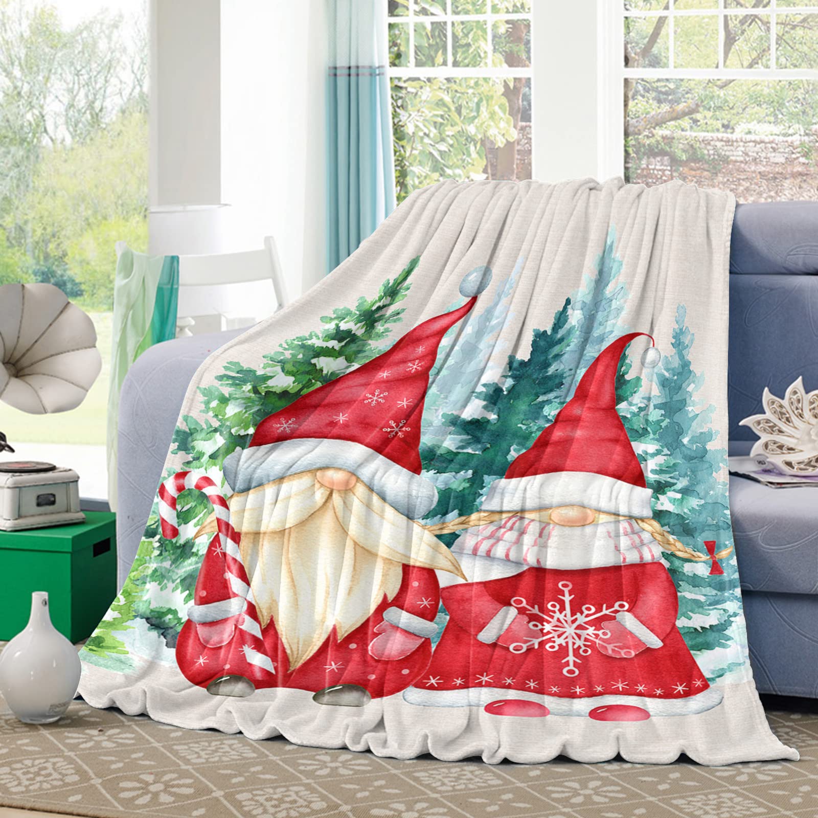 Couverture De Noël Douillette Ohok - 130x150 Cm, Verte Avec Motif Sapin - Pour Intérieur Et Extérieur, Décoration Festive - Cadeau Familial Chaleureux