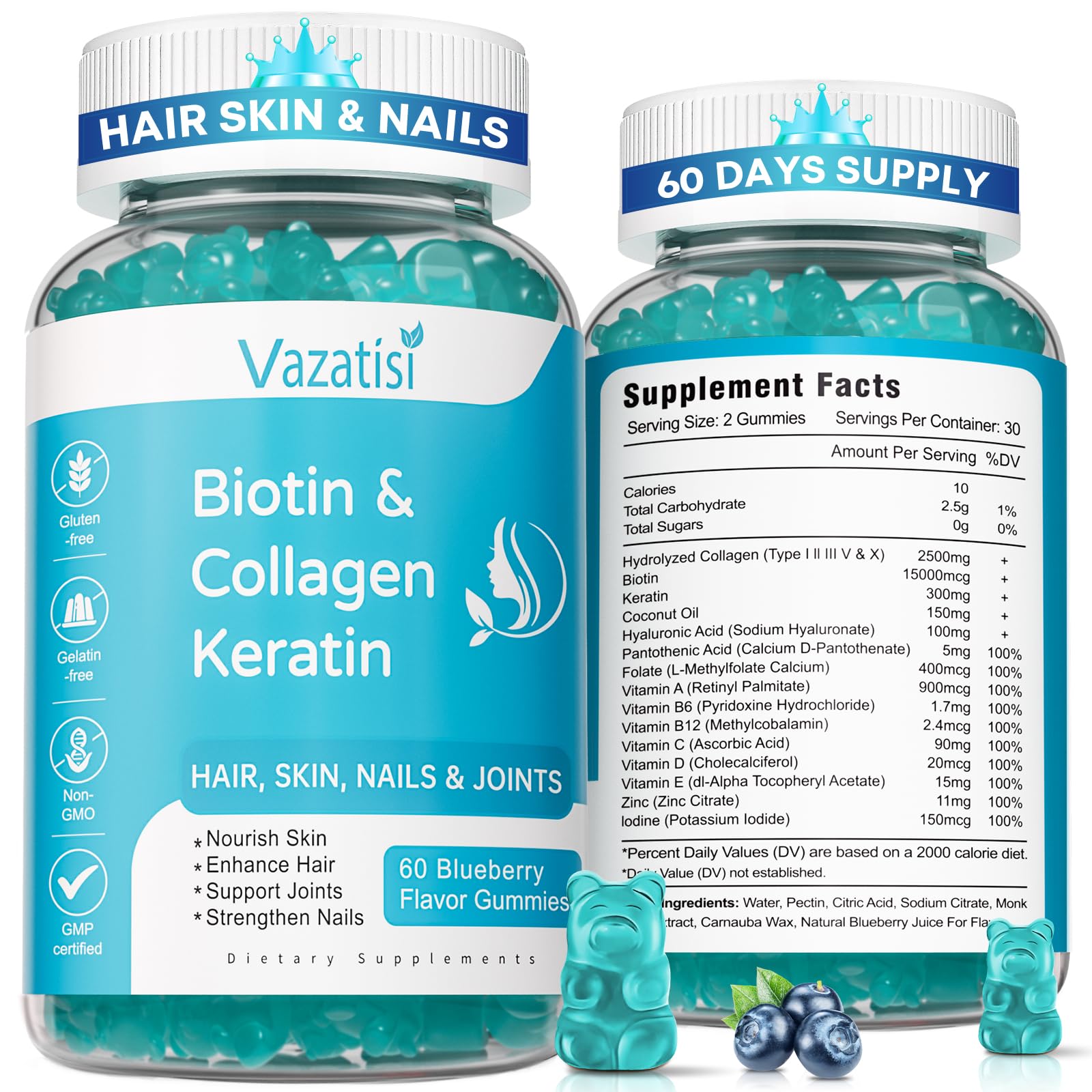Vazatisi 2 Pack Biotin Gummies