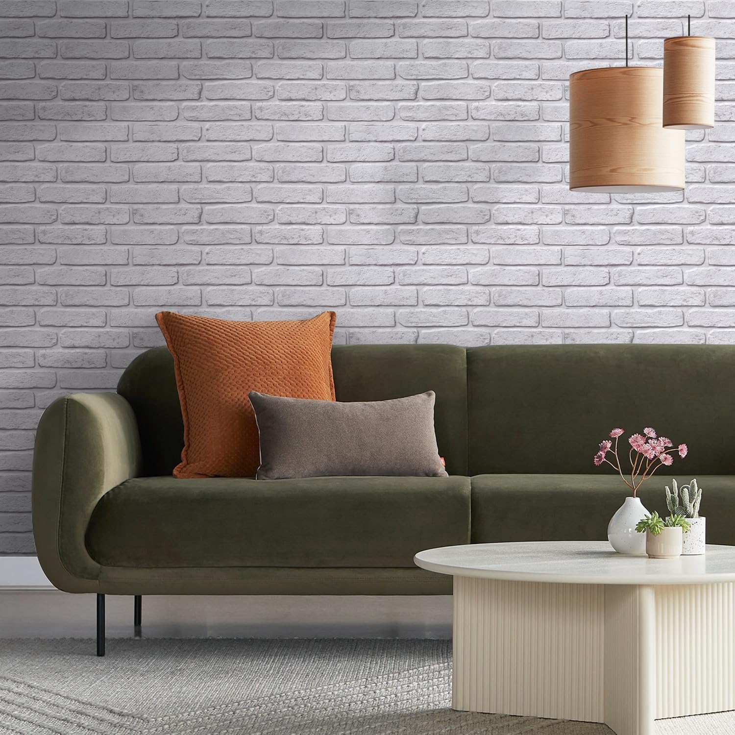 Commomy Faux Brick 3D Wall Panels - 12 pcs of 22.8" x 11.8" Thin UrltraLight PVC Peel and Stick Tile Whitewash Brick Printable for Kitchen,Bedroom, Living Room,TV Background（Covers 22.48 sq.ft）