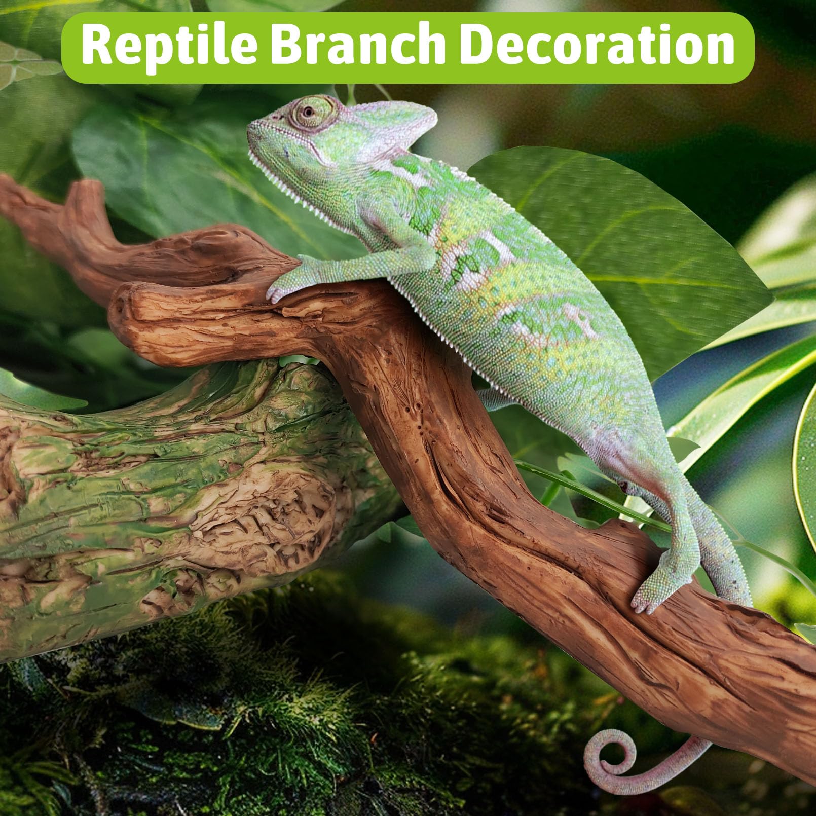 3-Piece Reptile Climbing Branches - Realistic Resin Decor For Snakes, Lizards & Bearded Dragons