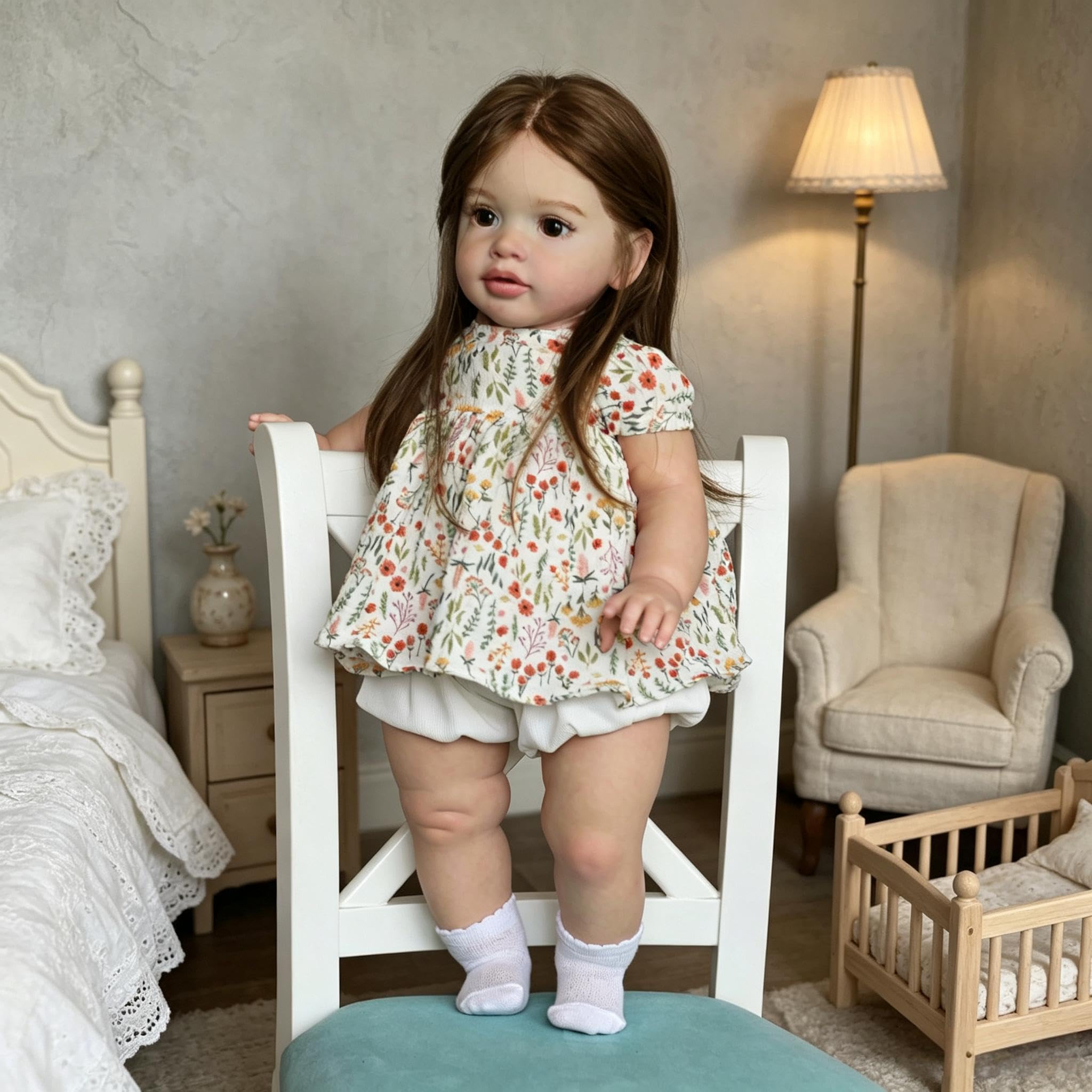 RXDOLL Big Size Reborn Baby Dolls Pippa 66 cm Realistyczne Reborn Maluch Dziewczynka Miękka tkanina Winylowa Body Prawdziwie wyglądająca laleczka Baby Doll Długie włosy Realistyczna lalka dla dzieci w