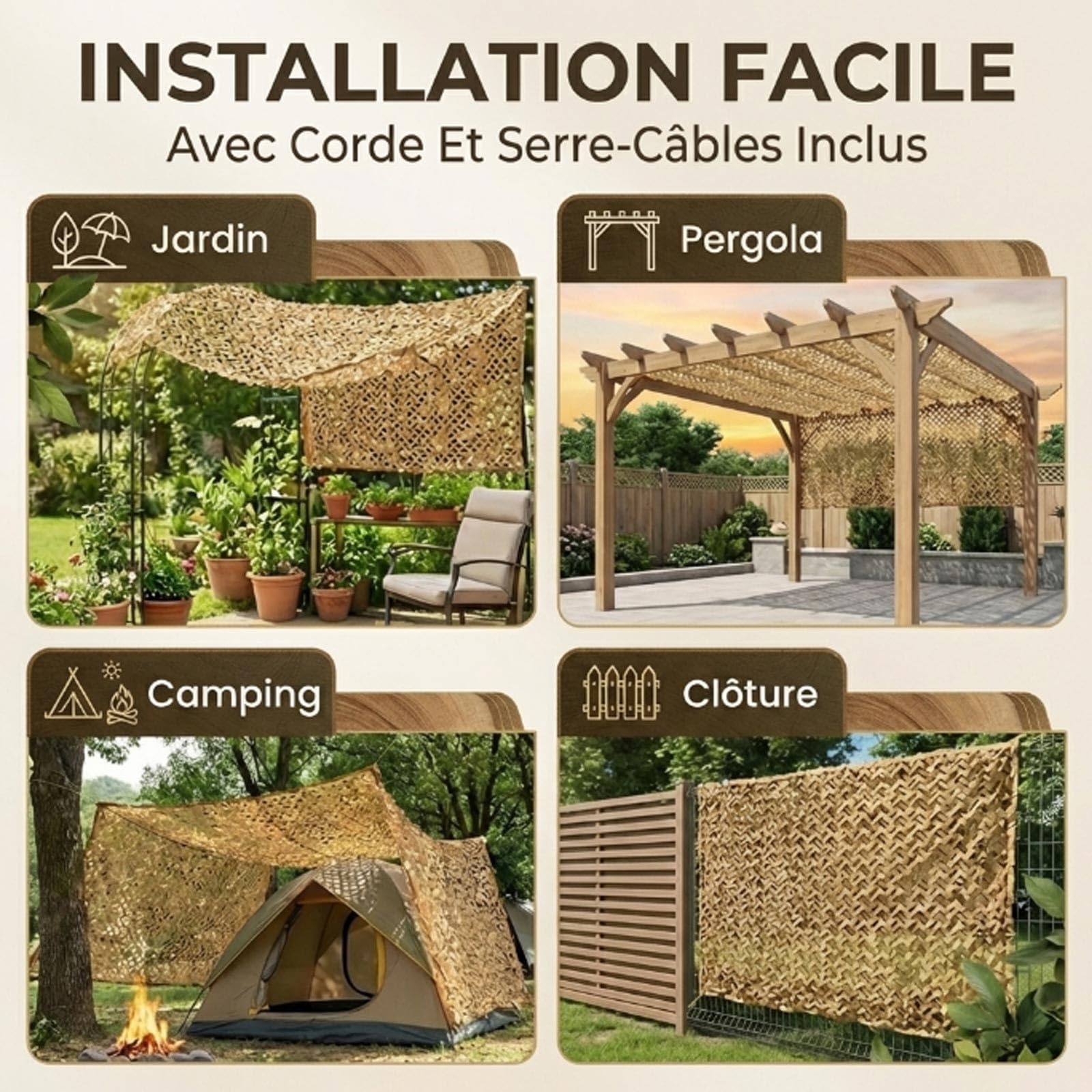 Red de Camuflaje Militar Reforzada Anti-UV Protección Solar Vela de Sombreado Terraza Pergola Jardín Caza Airsoft