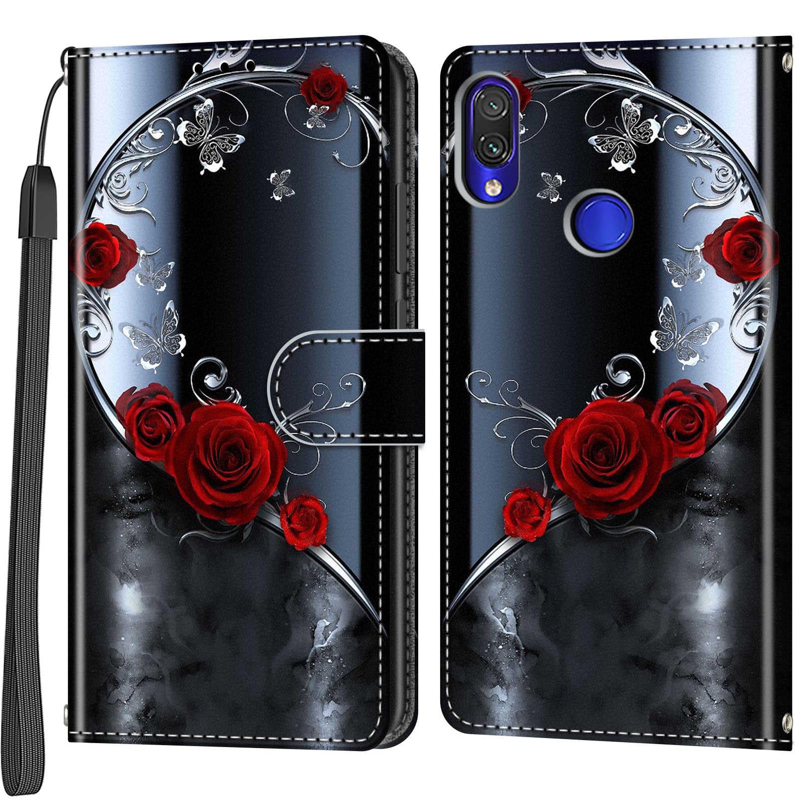 Custodia Portafoglio In Pelle Per Xiaomi Redmi Note 7 – Flip Case Con Slot Carte E Supporto, Farfalla Verde - 2