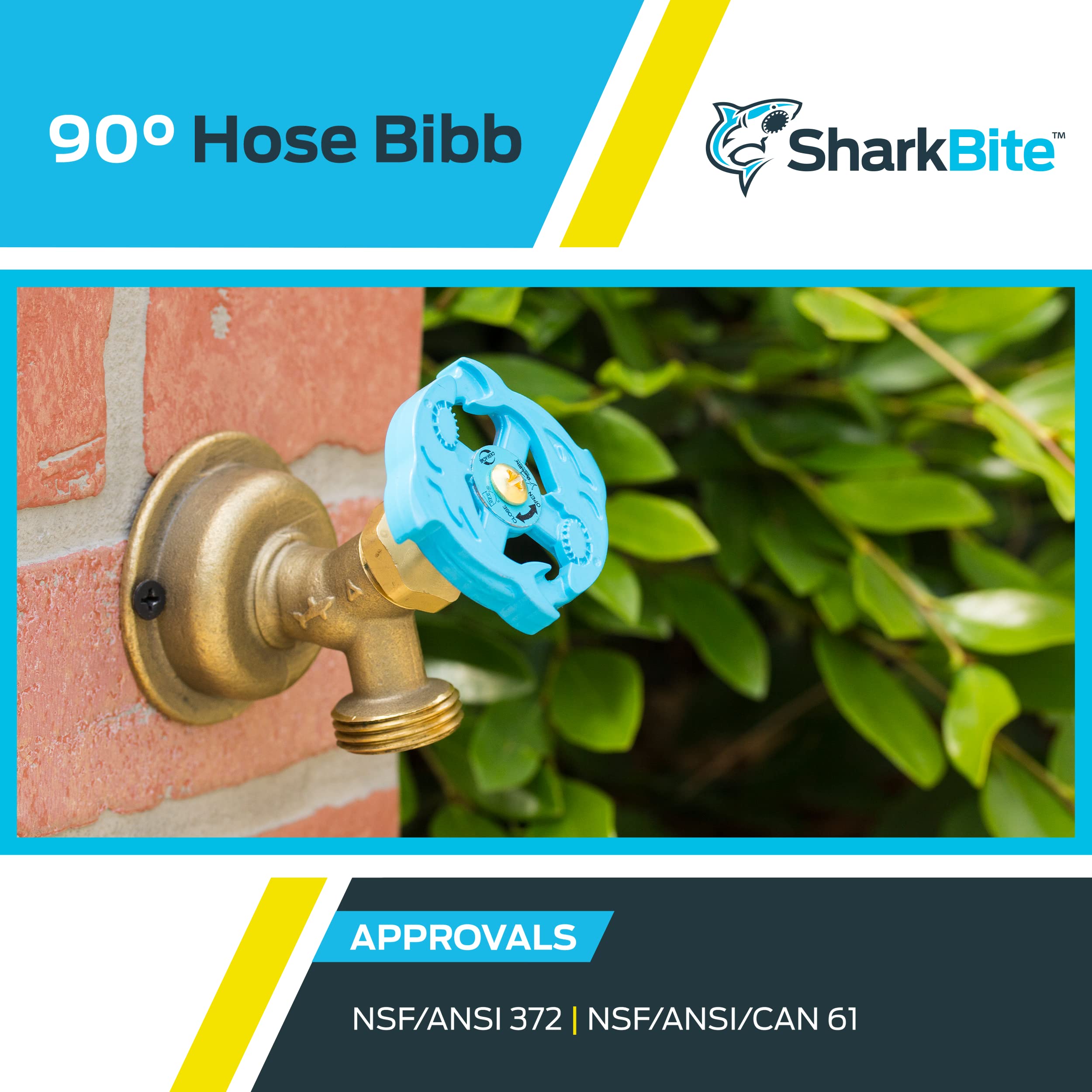 SharkBite 24627LF 90° Manguera Bibb, Multi Turn, x 3/4"