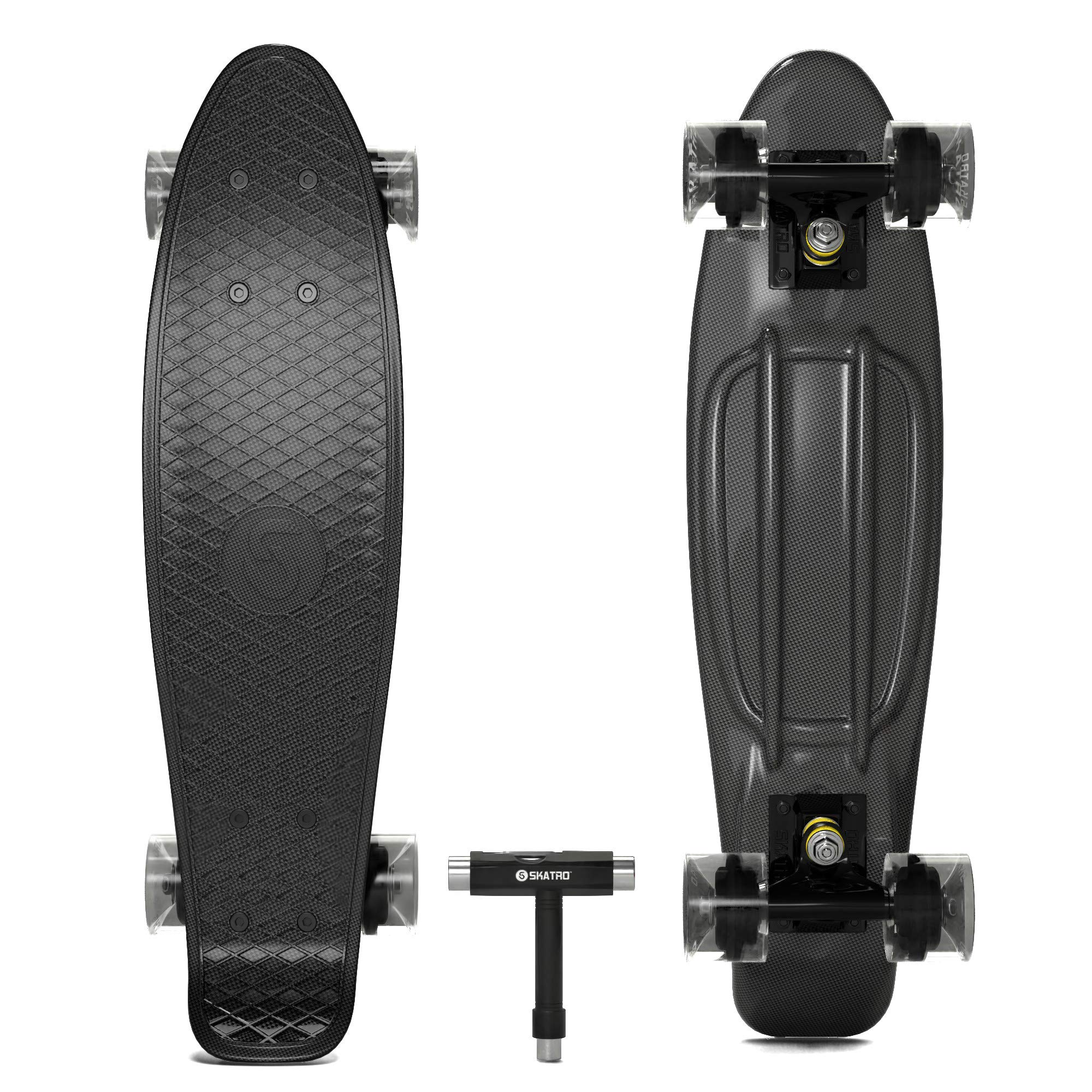 Skatro - Skateboard Mini Cruiser. Tavola Completa in plastica di 22 Pollici in Stile Retro
