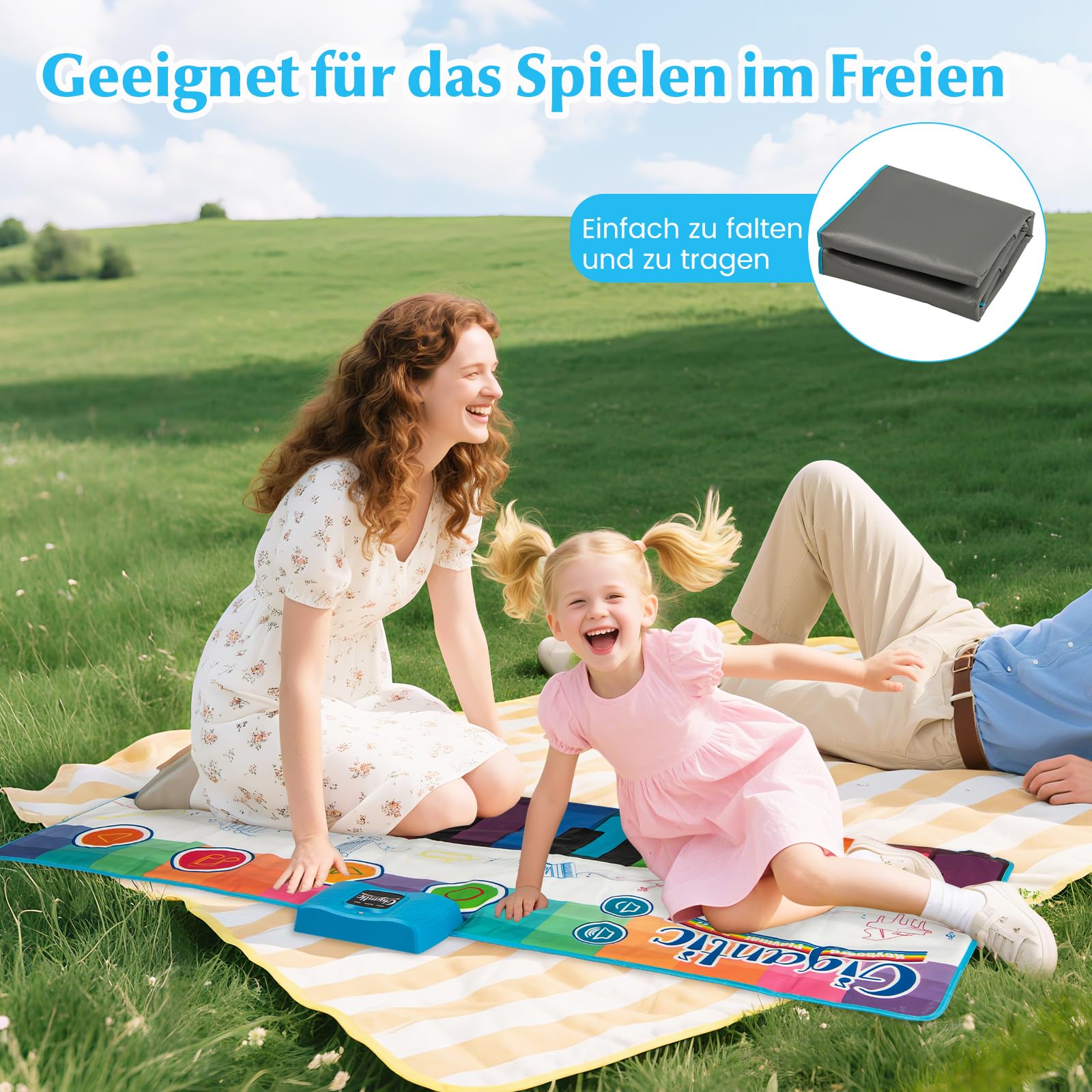 COSTWAY Musikmatte Kinder, Klaviermatte mit 8 Musikinstrumente, Keyboard Tanzmatte mit Aufnahme & Wiedergabefunktion, Spielzeug Geschenk für Kleinkinder Jungen Mädchen ab 1 Jahr (181 x 73 cm)