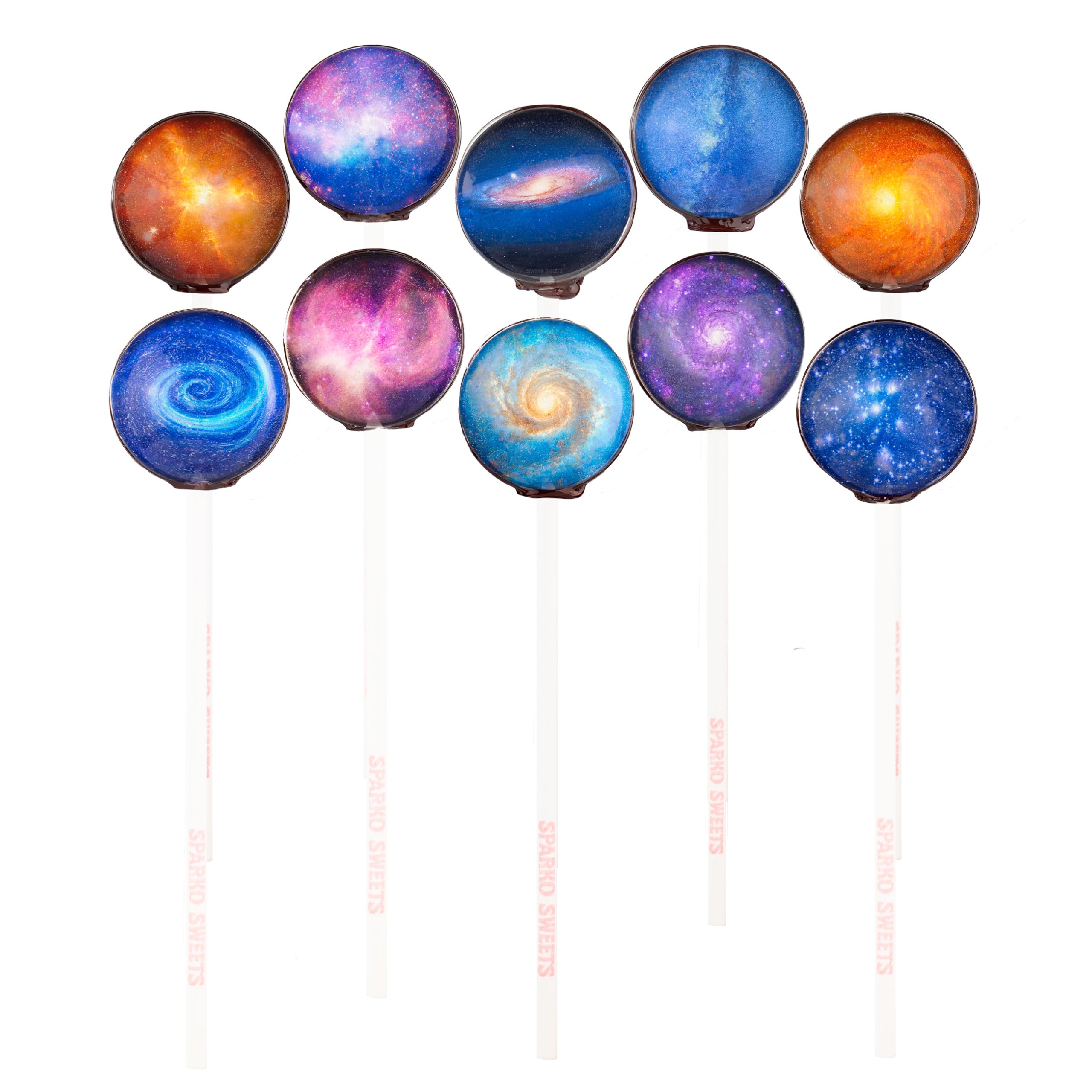 Sparko Sweets Galaxy Lollipops Universe Designs, 100 Pops Bulk, Watermelon Flavor, Handcrafted in Los Angeles, 2 lbs - Perfect for Space-Themed Party,