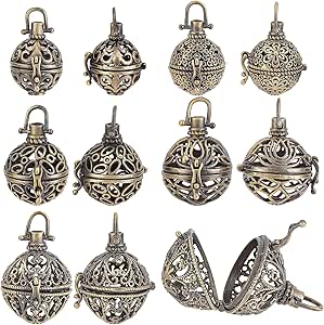 SUNNYCLUE 10Pcs Laiton Médaillon Charmes Cage Pendentifs Carillon