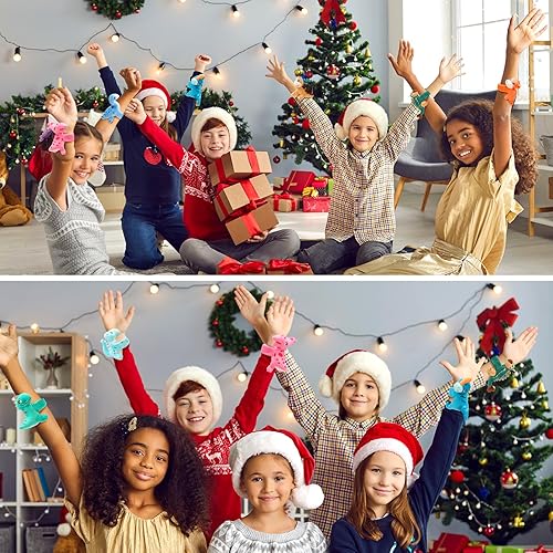 Vista 18 de Liliful Paquete de 8 pulseras de peluche para niños, diseño de gato de peluche, operación de Navidad, muñeca de 8 pulgadas, linda pulsera a presión