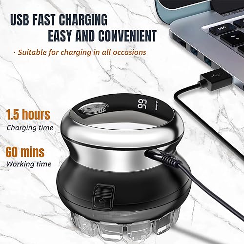 Miniatura 6 de Cortapelos para hombres, kit de corte de pelo eléctrico inalámbrico, profesional, impermeable, automático, recortador de pelo circular con pantalla