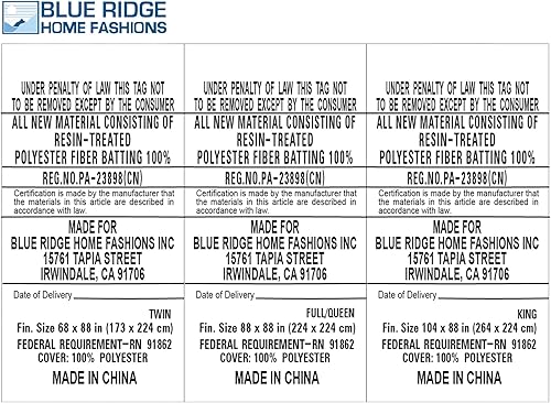 Miniatura 7 de Blue Ridge Home Fashions - Edredón sintético de microfibra para todas las estaciones, relleno de poliéster hipoalergénico, Poliéster, Caqui, Full