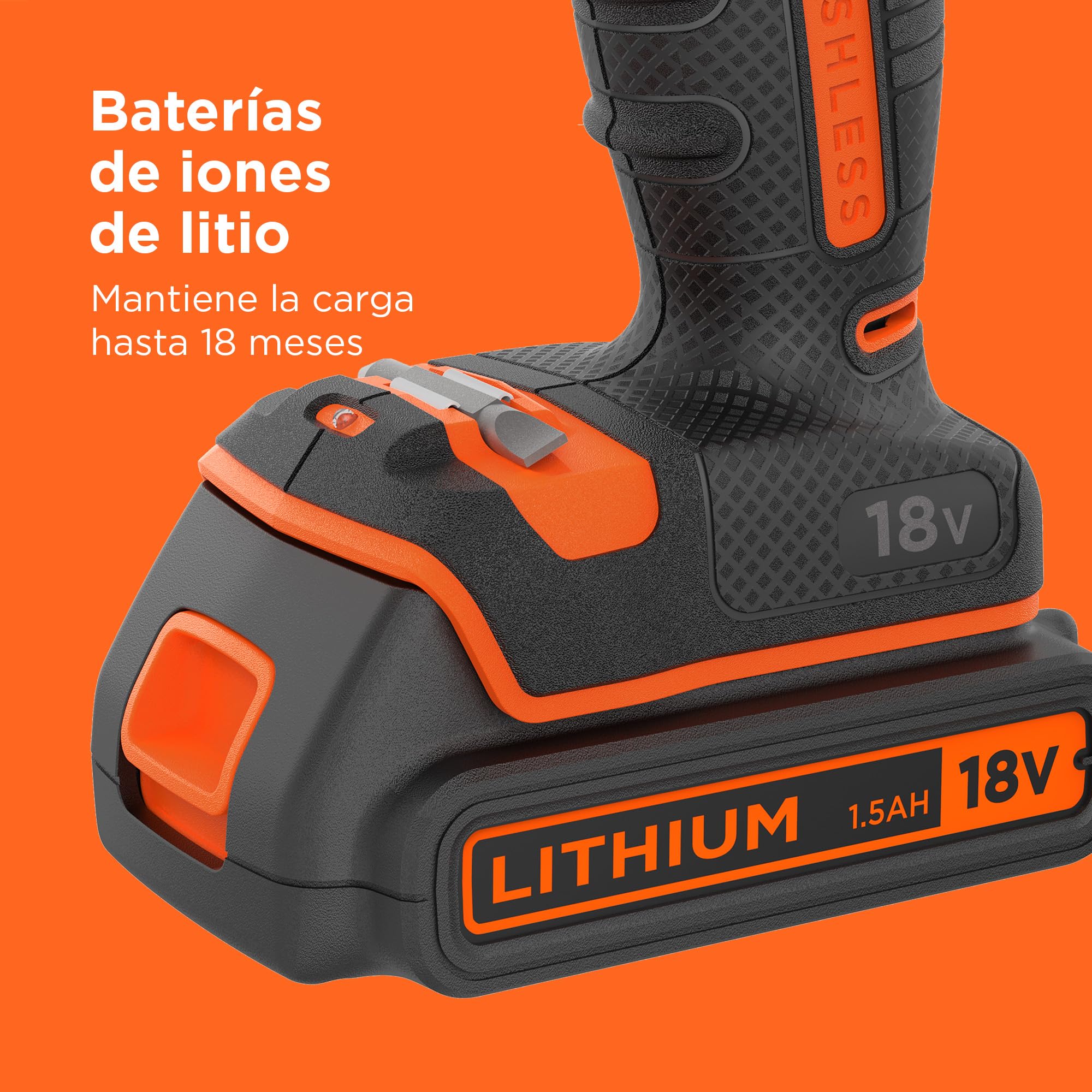 BLACK+DECKER Taladro percutor sin escobillas de 18V y 2 marchas, 28.000 BPM, 52Nm de par, incluye 2 baterías de 1,5Ah, cargador y kitbox, BL188KB-QW