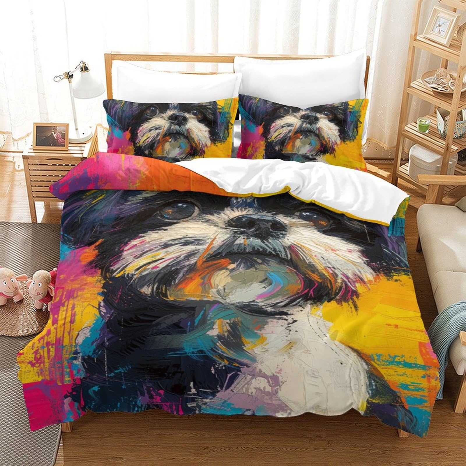 Housse de couette Yorkshire Terrier 140x200 microfibre avec 2 taies