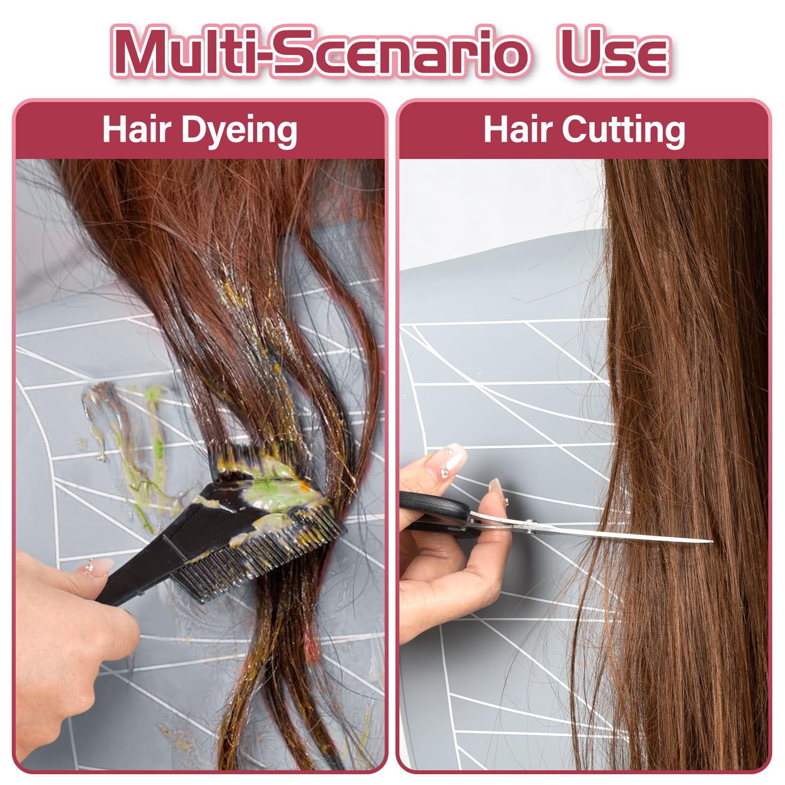 Capa de corte de cabello grande, de silicona impermeable, para teñir el cabello, cuello con pautas ponderadas, capa de corte para peluquería estilista, corte de pelo, coloración de cabello 2