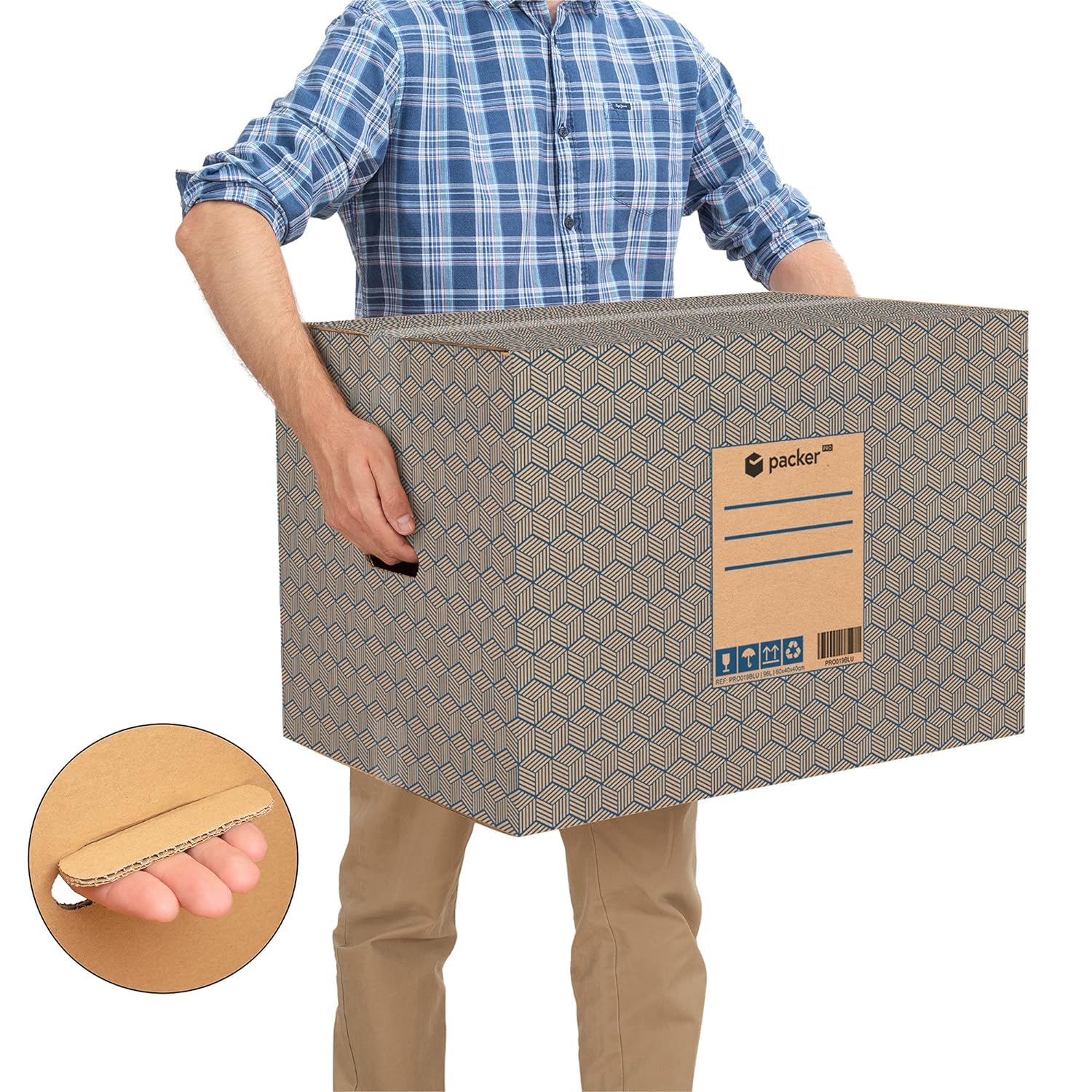 packer PRO Lot de 10 Boîtes en Carton pour Déménagement et Rangement avec Poignées, Carton Ultra Résistant, 600 x 400 x 400 mm