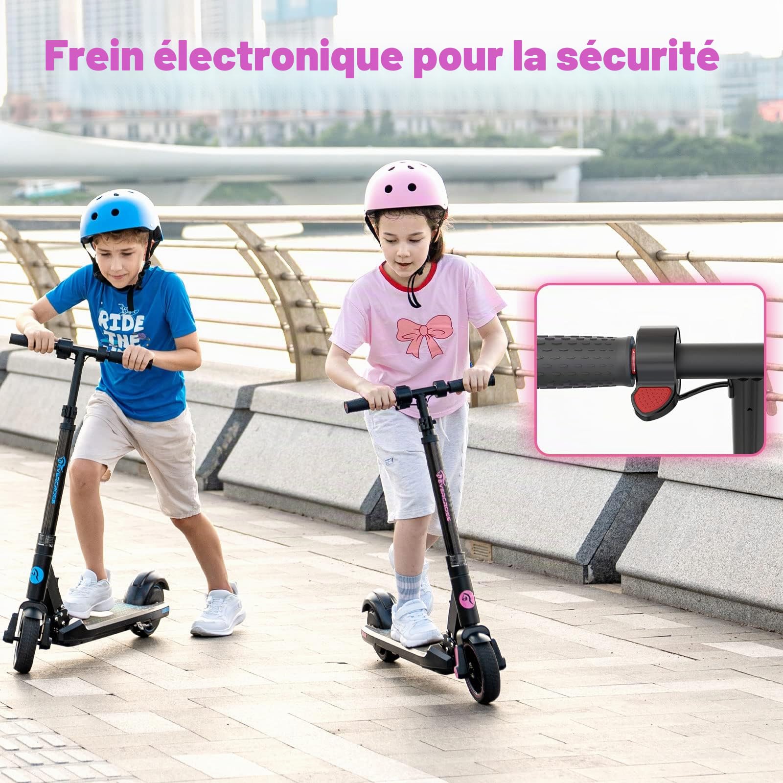 EVERCROSS EV06C Trottinette électrique, 6,5'' Trottinette électrique Pliable pour Enfants 6-12 Ans, Vitesse maximale 15 KM/H, Affichage LED, Lumières LED Colorées, Trottinette Légère pour Enfants