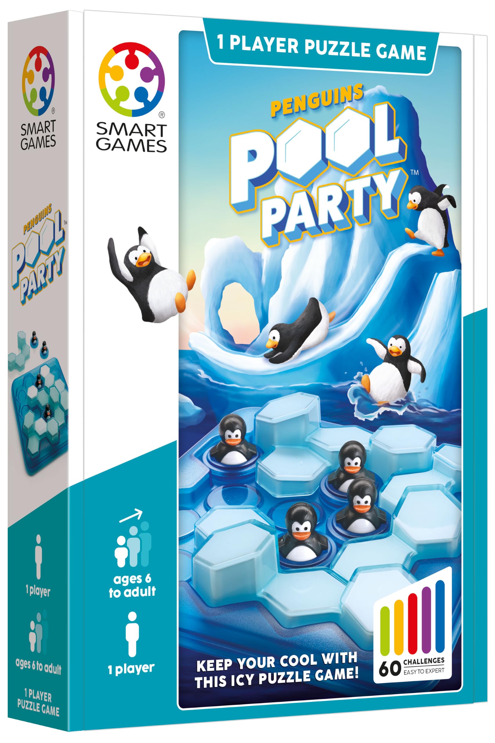 SmartGames - Penguins Pool Party, 1 Player Puzzle Game, 60 Challenges, Ages 6+