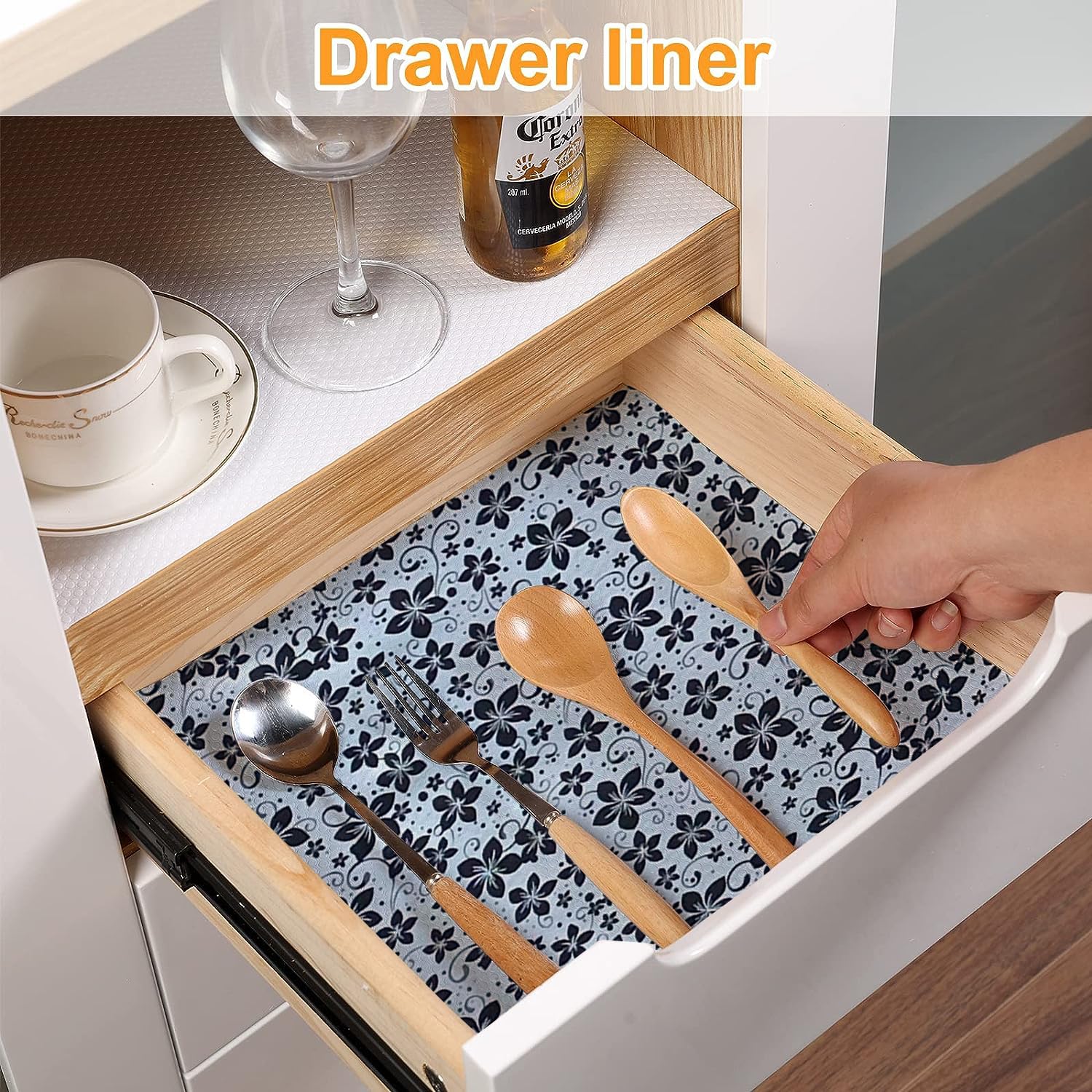 Vocal Store Kitchen Drawer/Cabinet Shelf Mat|PVC Material|Adjustable Size 10 Meter Roll, Grey - CDOJ-P36-10M 1