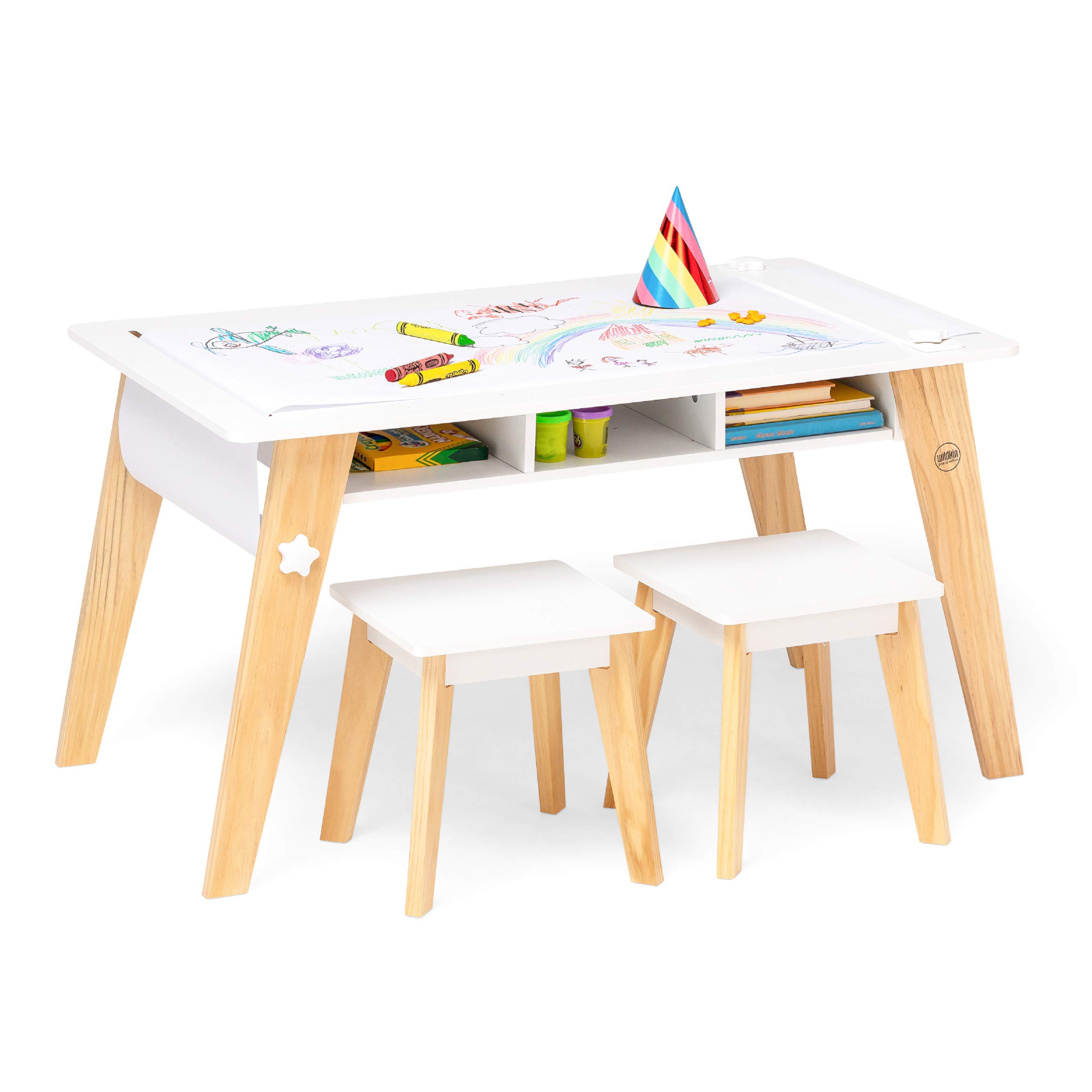 Wildkin Kids Arts and Crafts Table Set for Boys and Girls, Mid Century